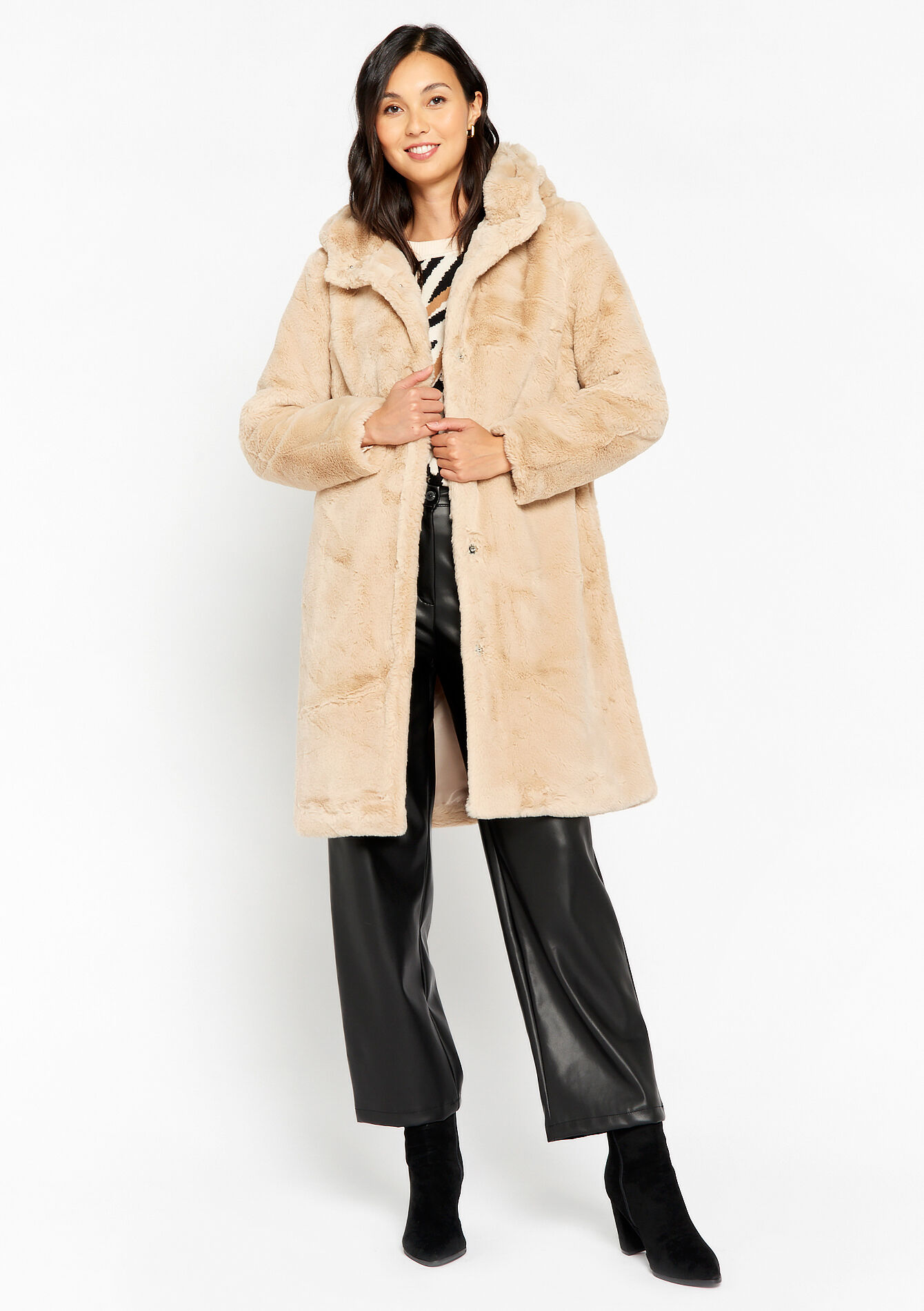 Lange fluffy jas, Lange fluffy jas - BEIGE CLASSIC - 23000608_4016