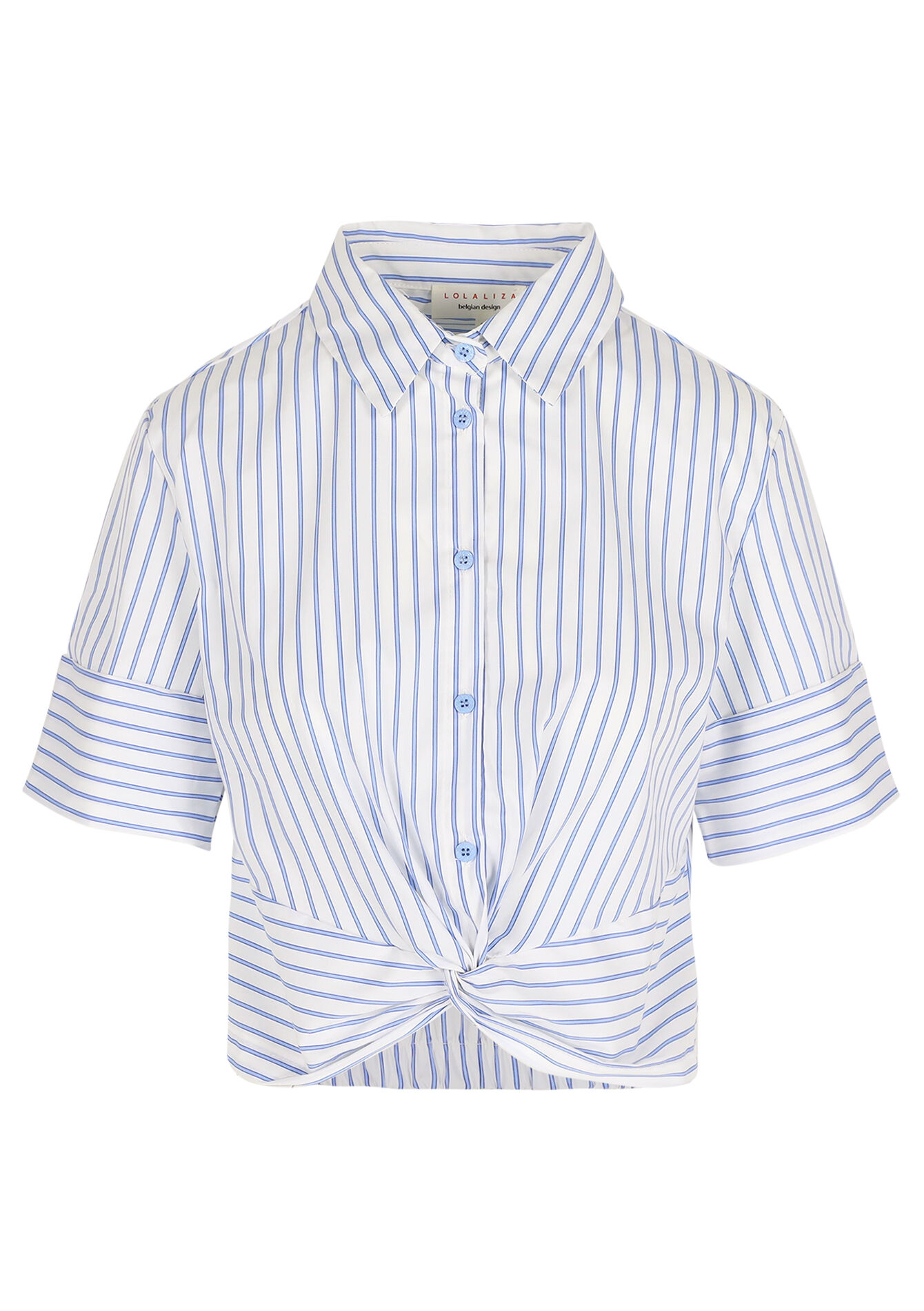 Gestreept hemd met knoop, Gestreept hemd met knoop - OPTICAL WHITE - 05702842_1019