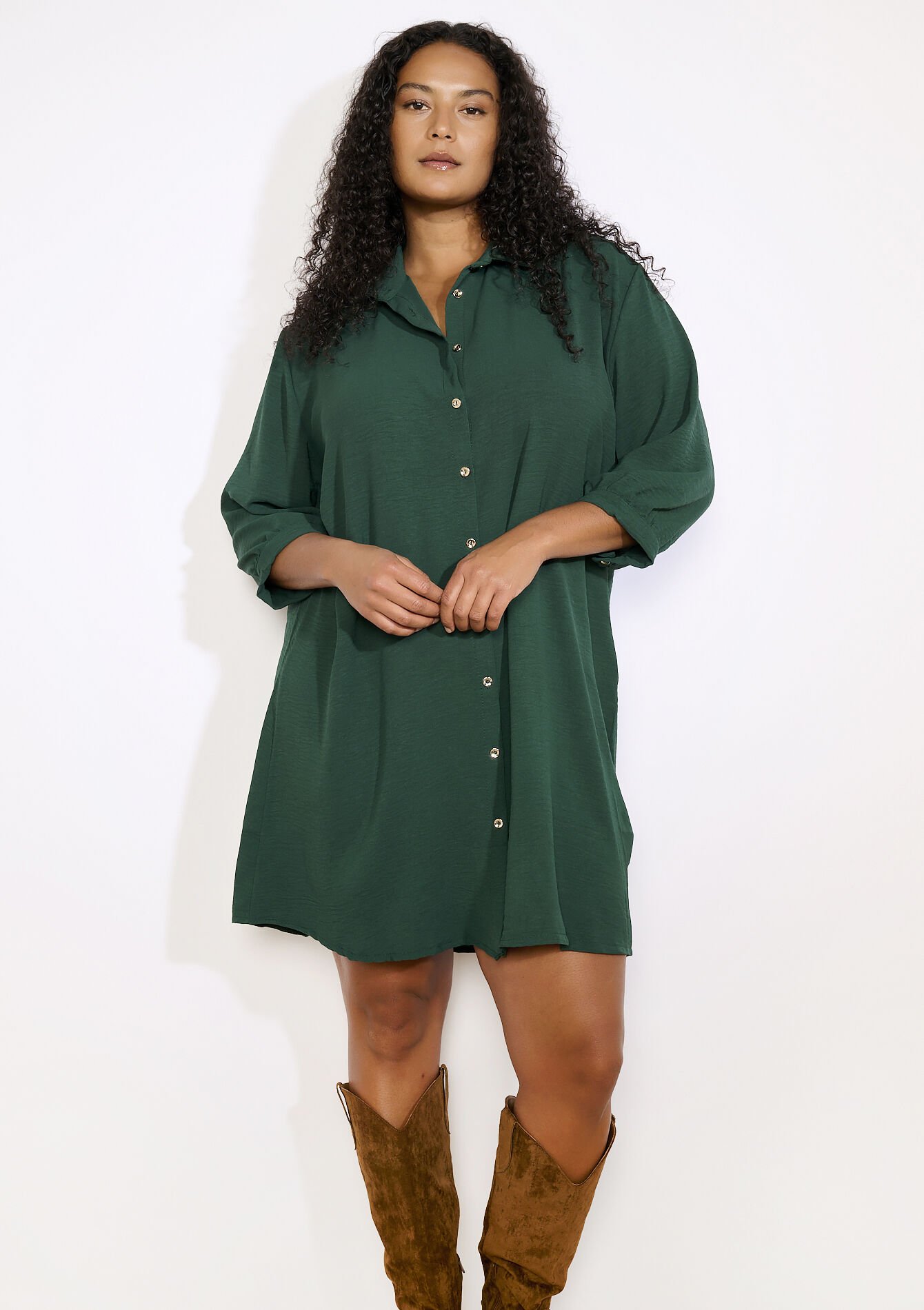 Oversized overhemdjurk, Oversized overhemdjurk - BOTTLE GREEN - 08104338_1778