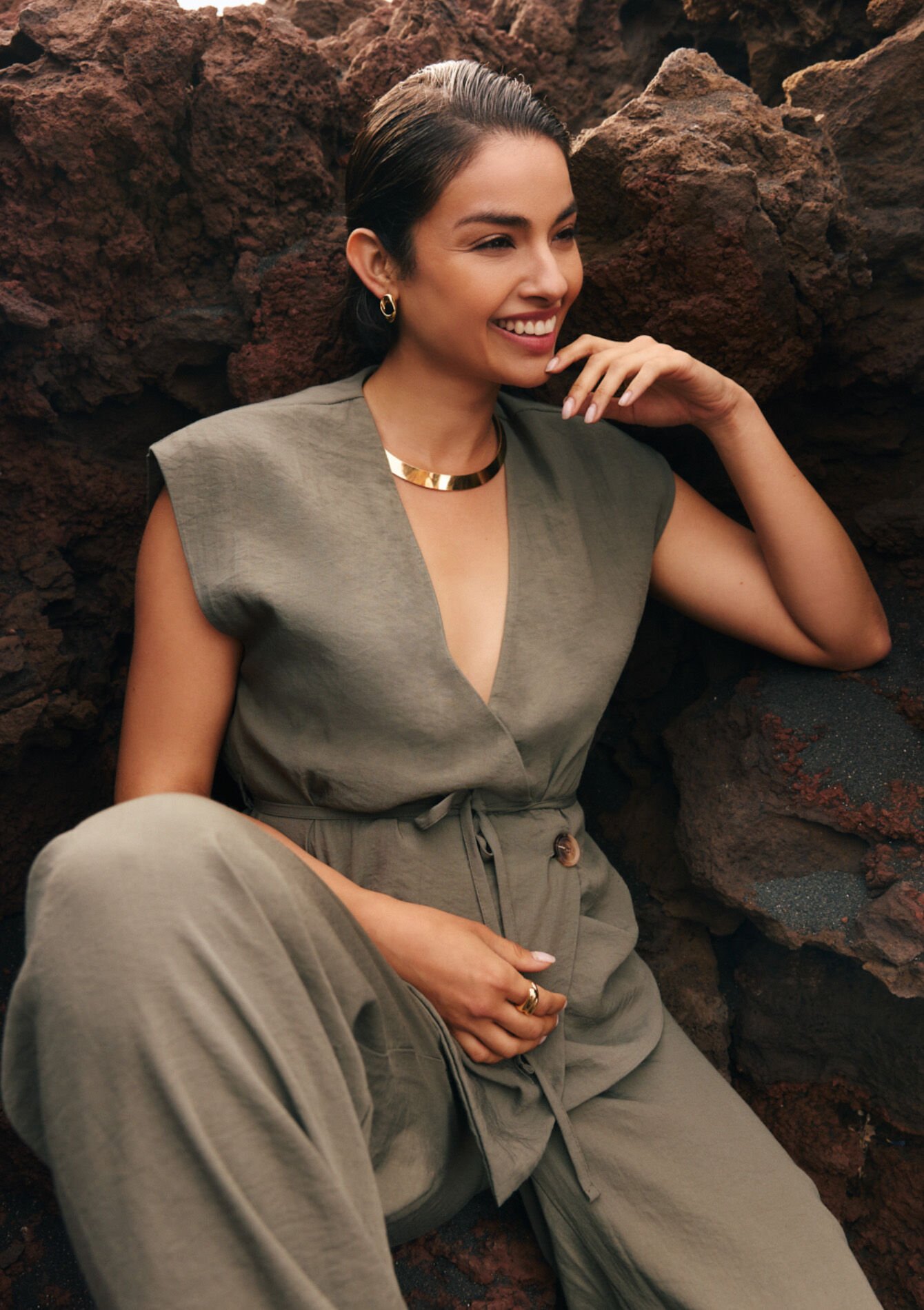 Belted wrap blouse, , hi-res