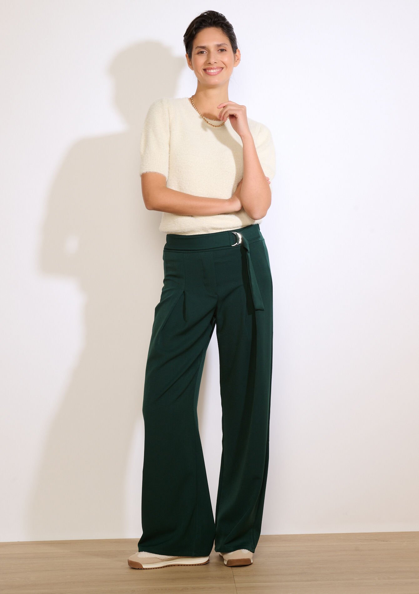 Wijde broek met ceintuur, Wijde broek met ceintuur, , back