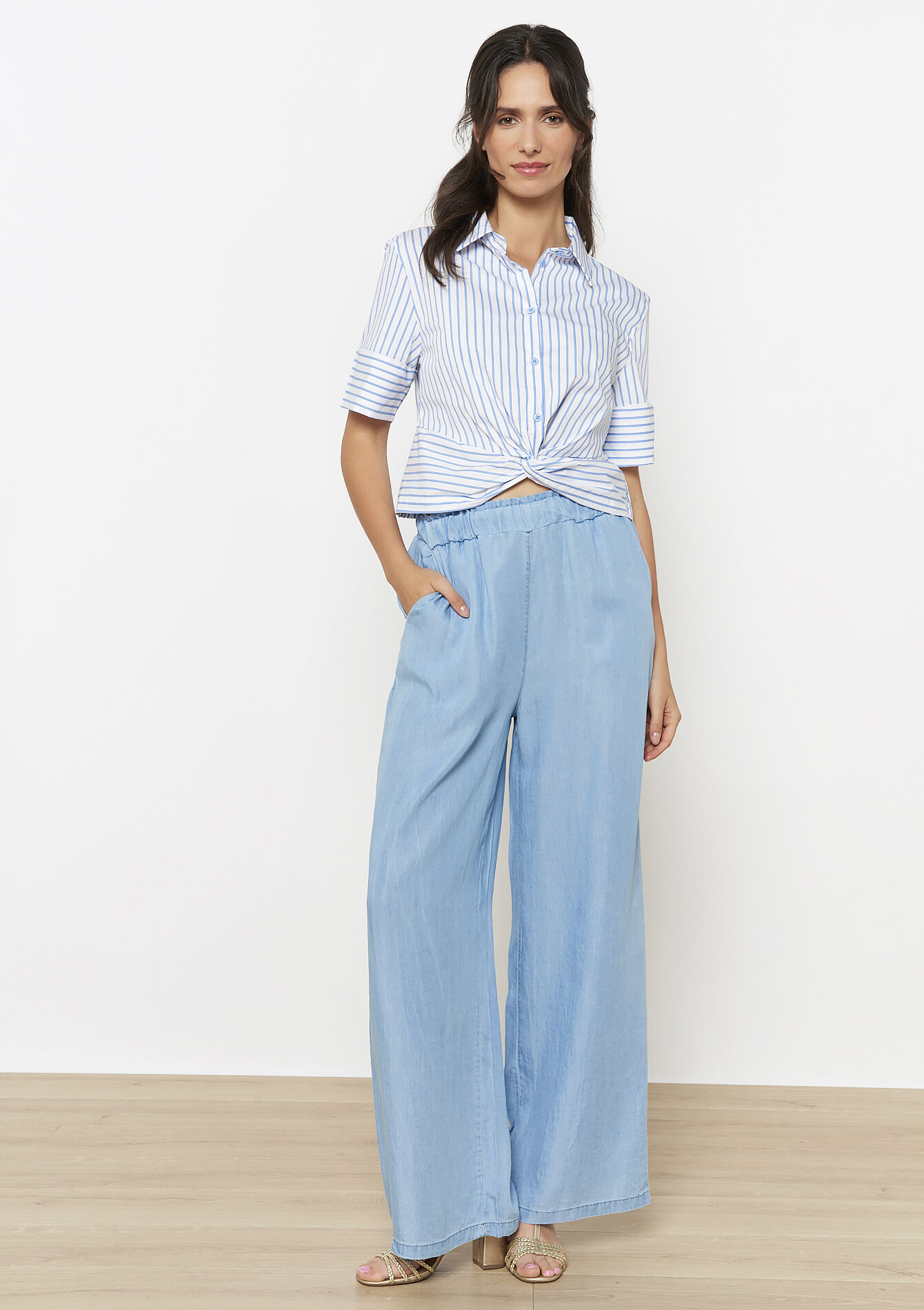 Gestreept hemd met knoop, Gestreept hemd met knoop - OPTICAL WHITE - 05702842_1019