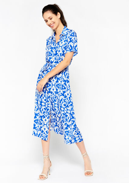 Shirt dress with print - BLUE FAIENCE - 08102937_1584