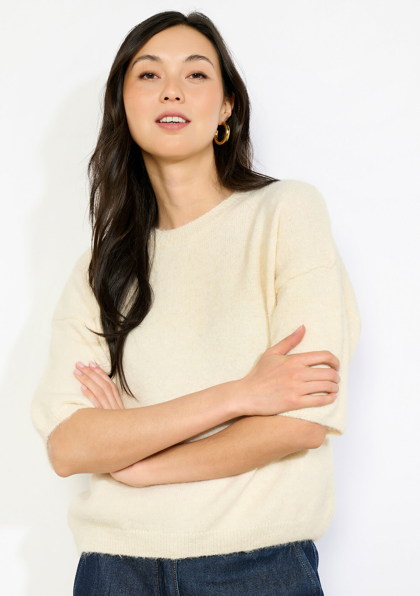 Pull en maille duveteuse - VANILLA WHITE - 04007227_1013