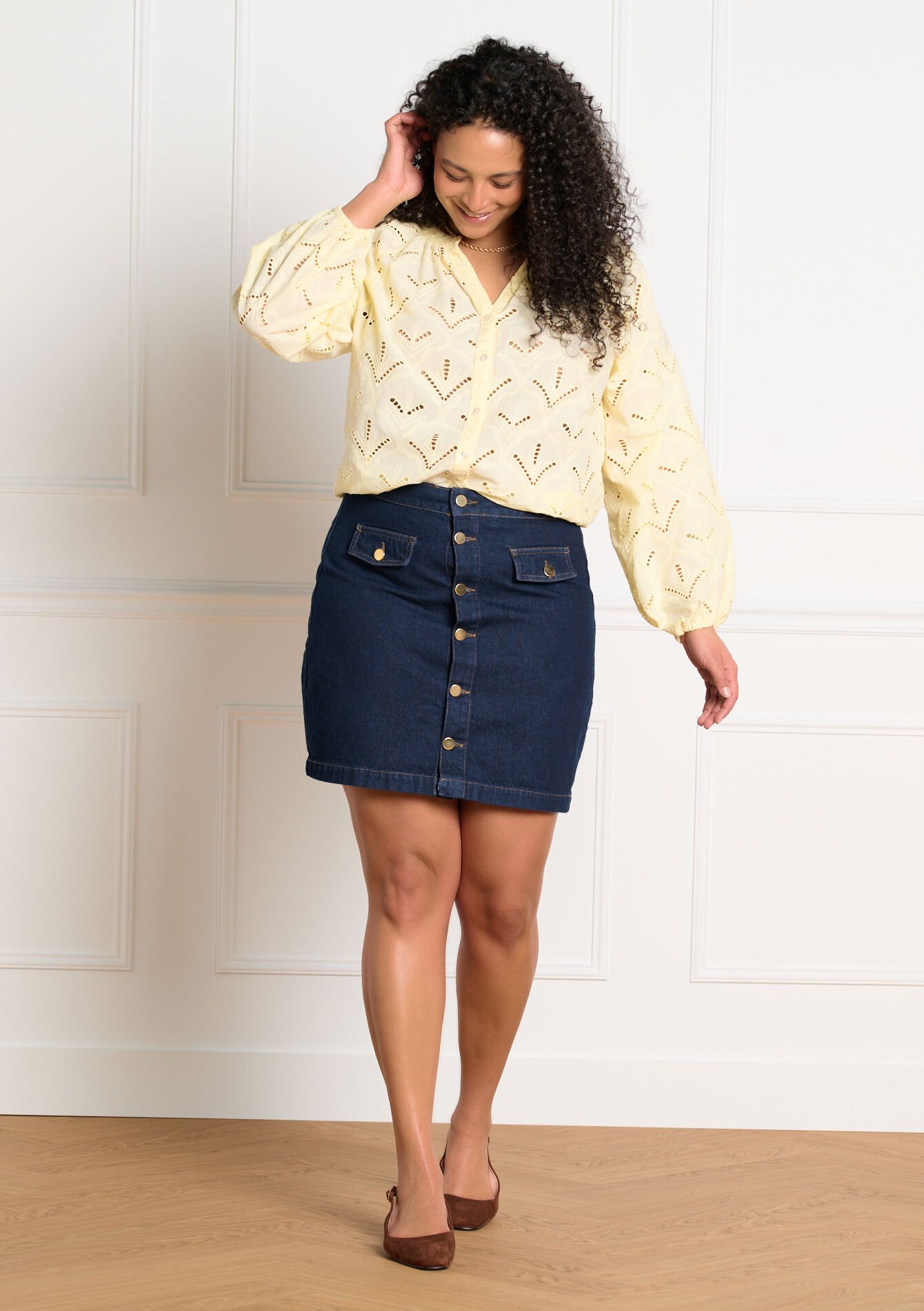 Jupe courte en denim - DARK BLUE - 07101483_0501