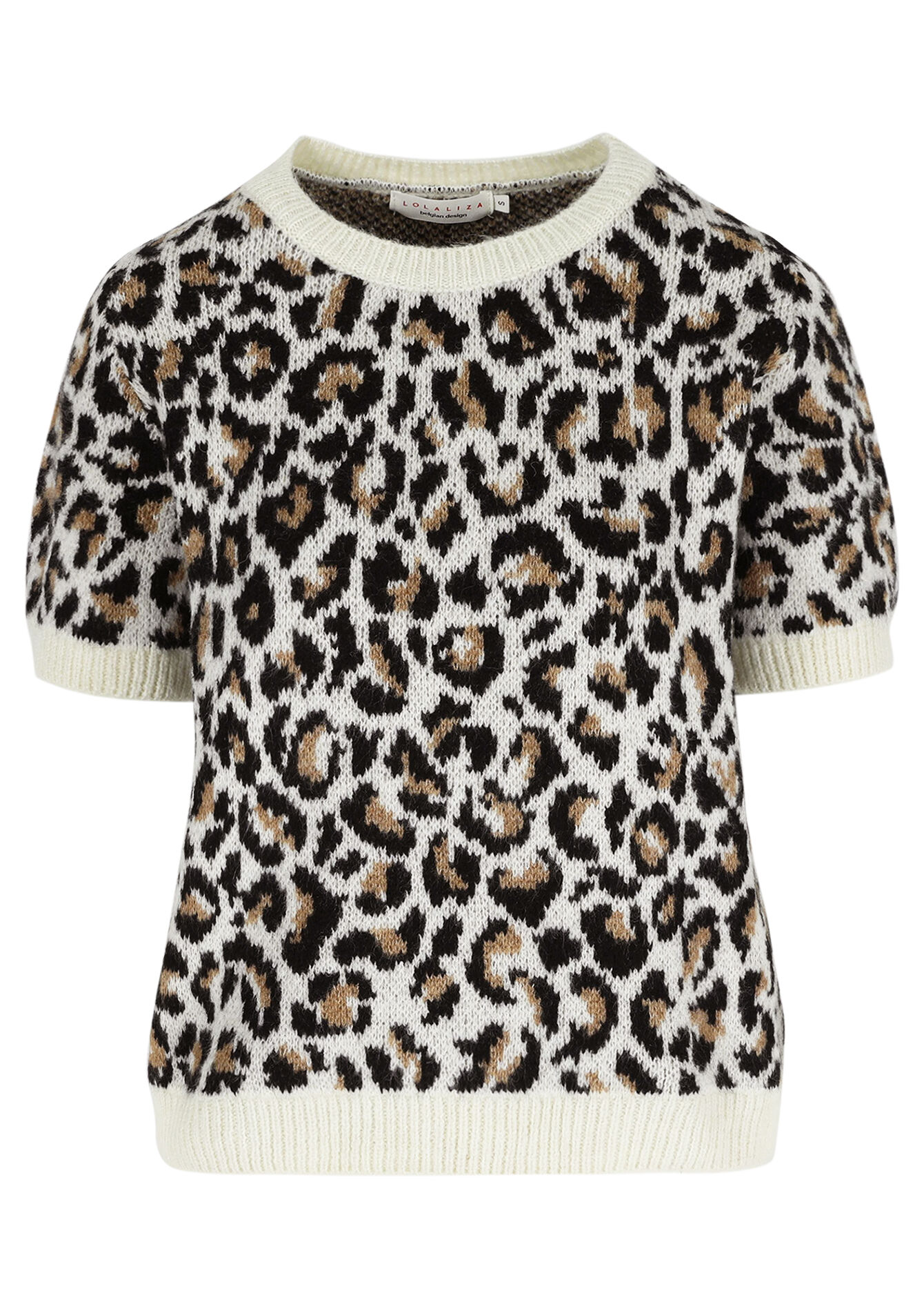 Pull en jacquard à manches courtes, Pull en jacquard à manches courtes - CAMEL - 04006884_950