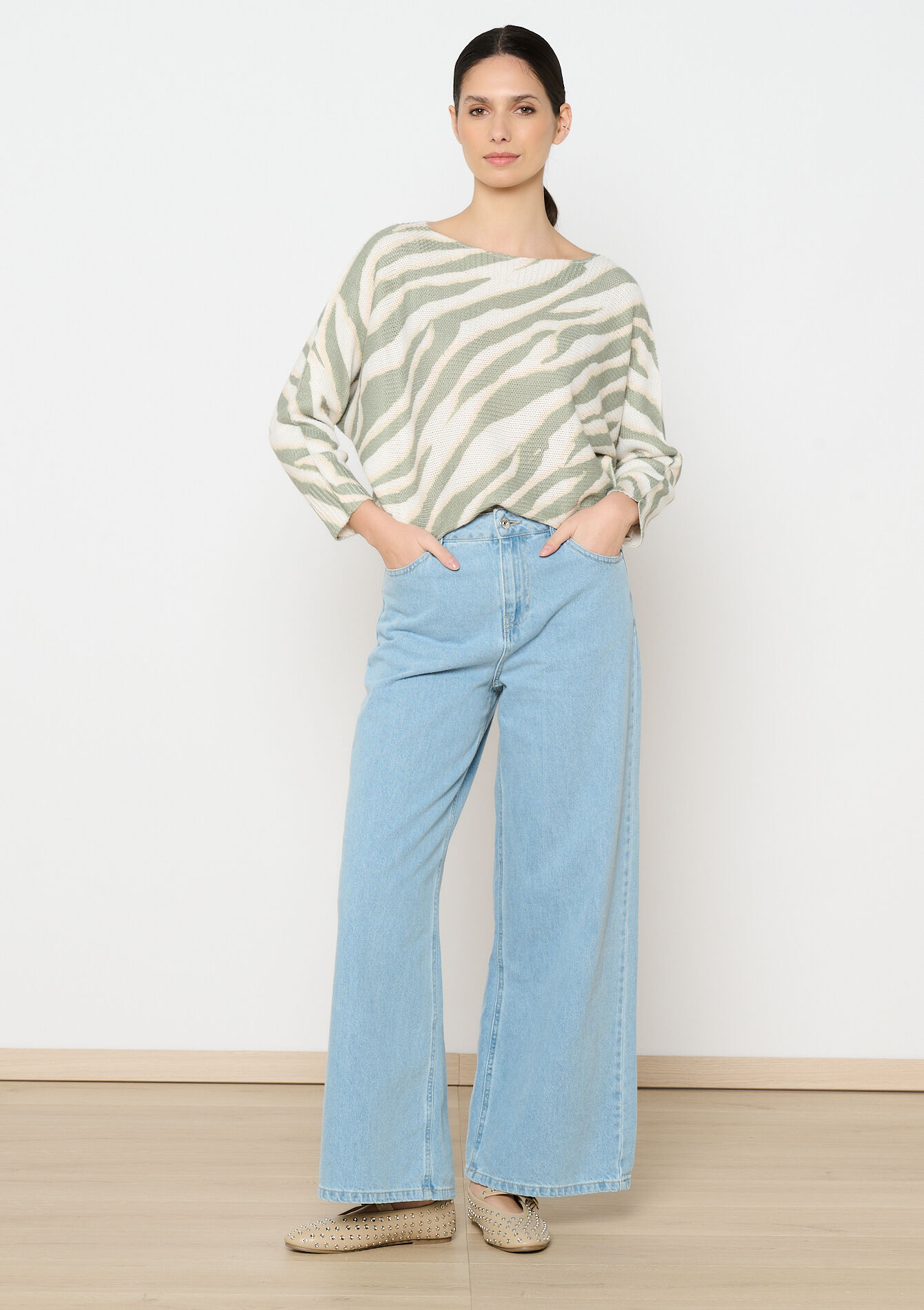 Sweater with zebra print, Sweater with zebra print - LT BEIGE - 04006947_2527