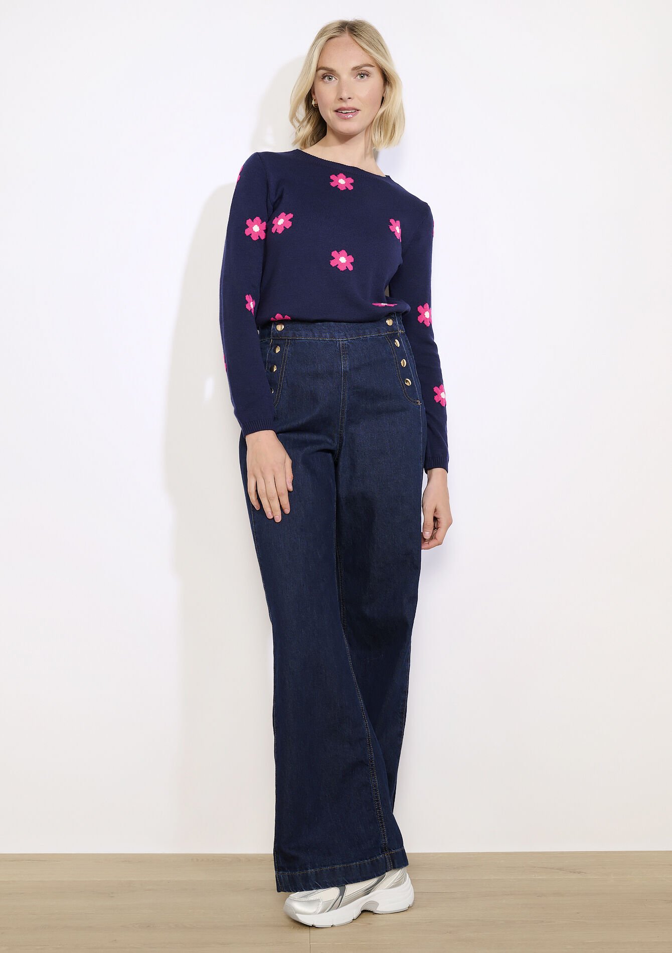 Trui met bloemenprint - NAVY BASIC - 04007088_2723