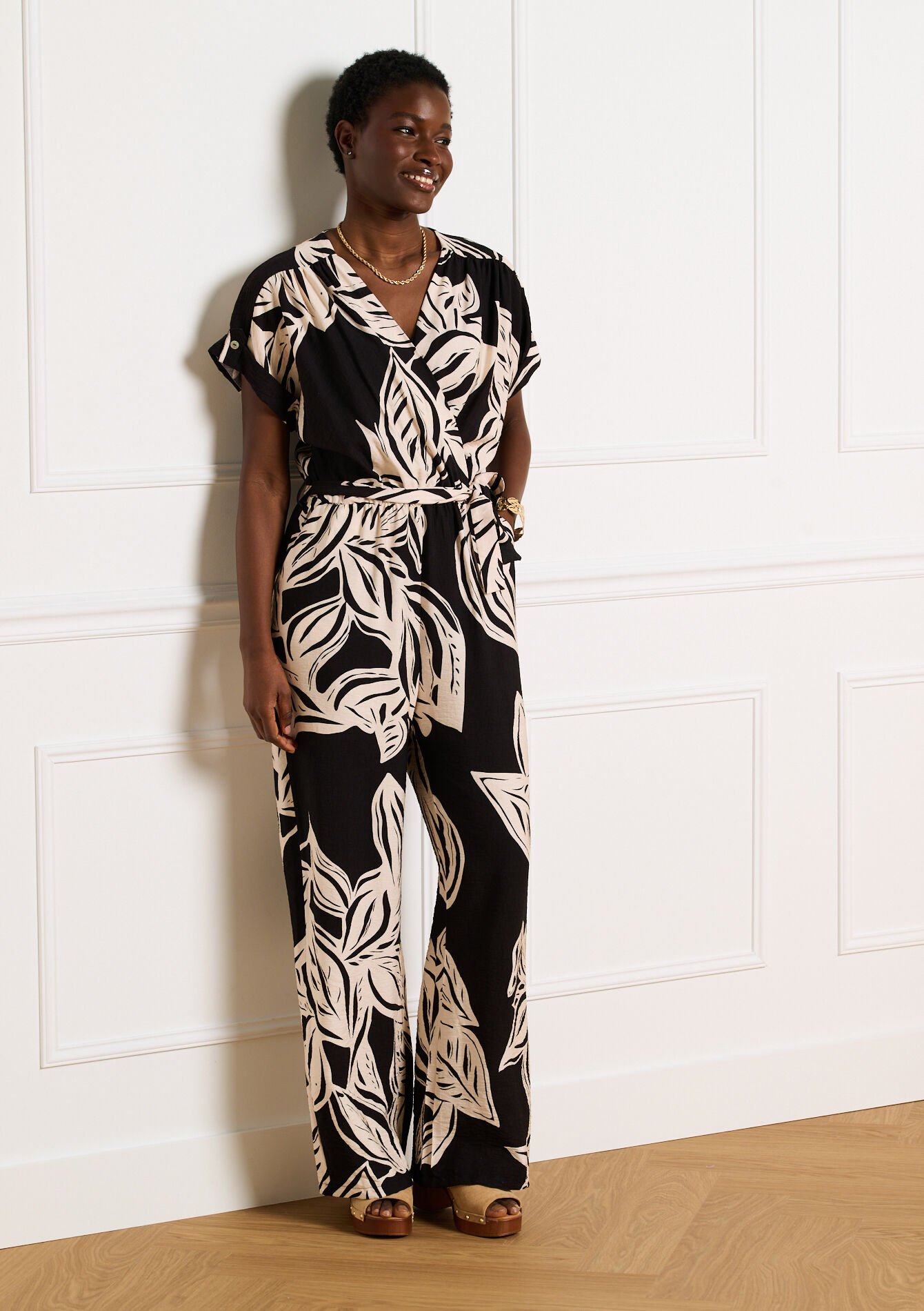Soepele jumpsuit met print, Soepele jumpsuit met print, , back