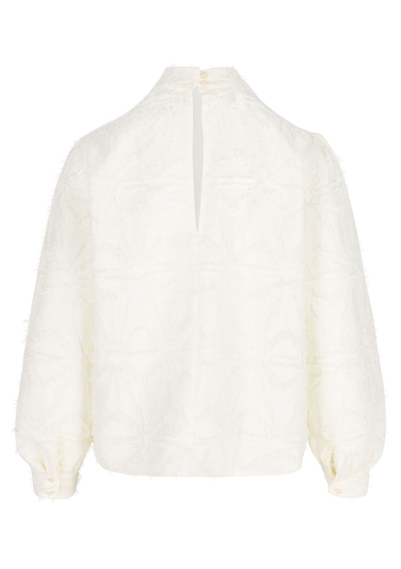 Blouse en jacquard frangé, Blouse en jacquard frangé - VANILLA WHITE - 05702857_1013