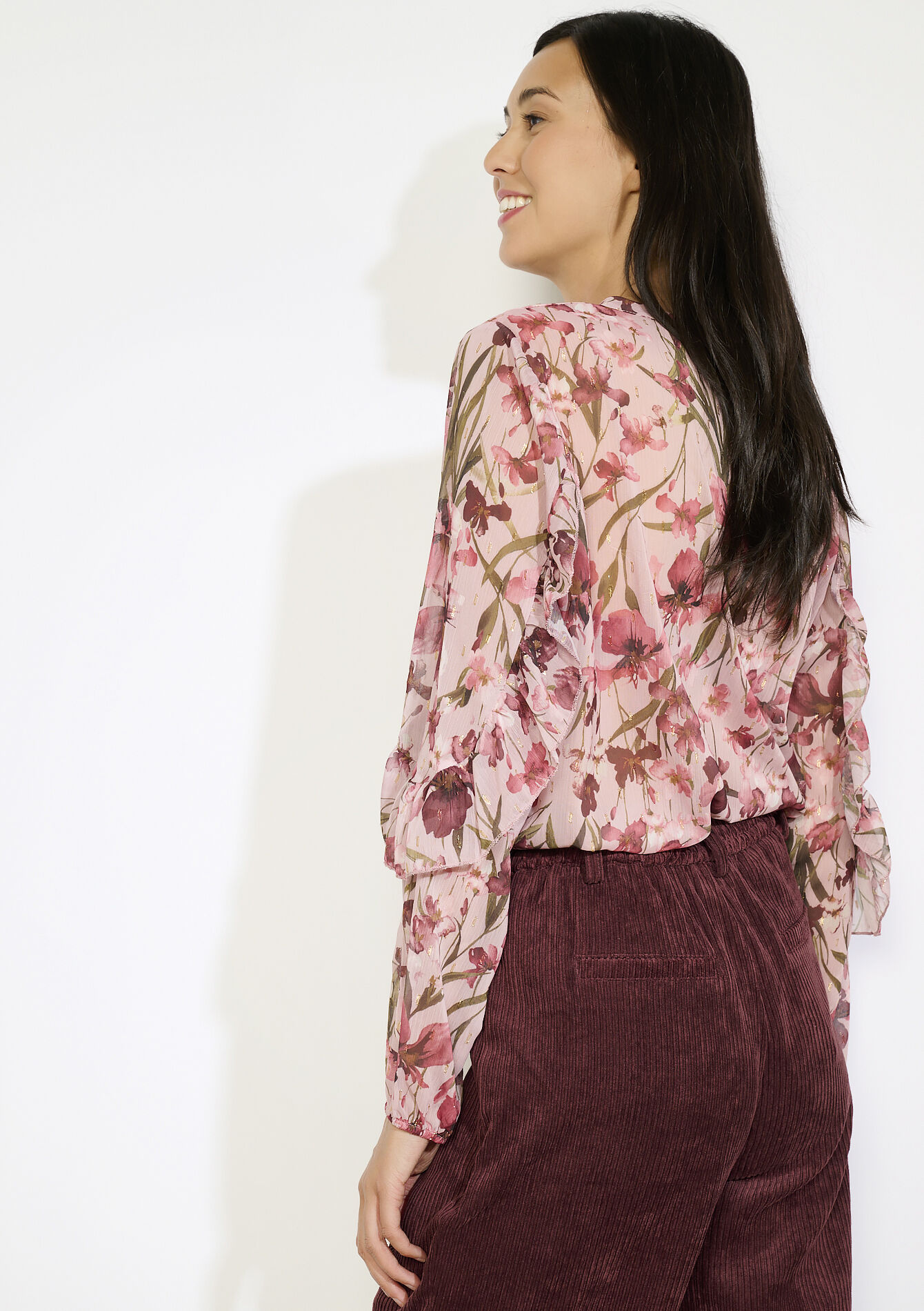 Losvallend bloemenhemd, Losvallend bloemenhemd - COSMETIC PINK - 05702936_5733