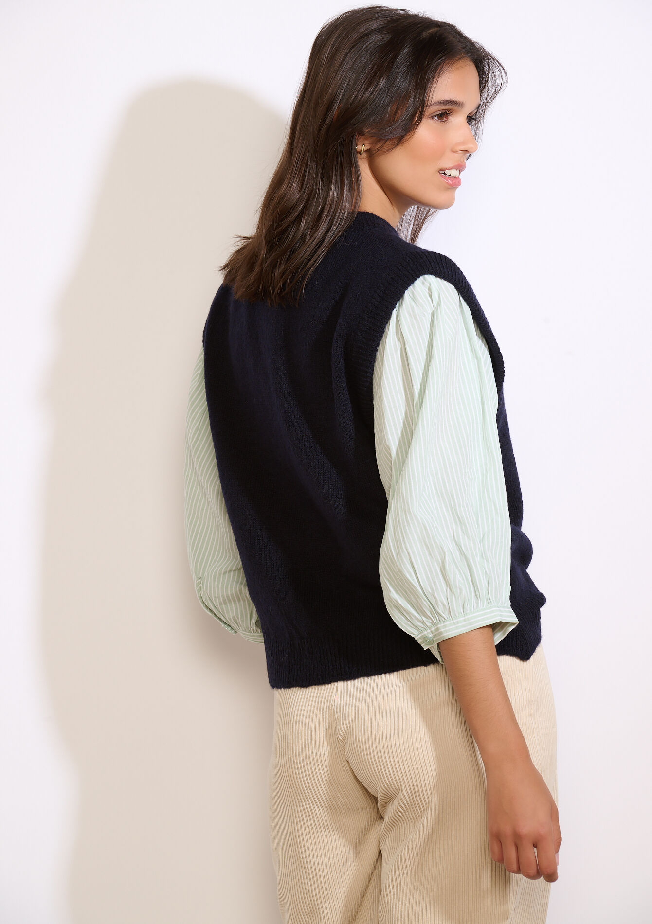 Mouwloze gebreide trui, Mouwloze gebreide trui - NAVY BASIC - 04007086_2723