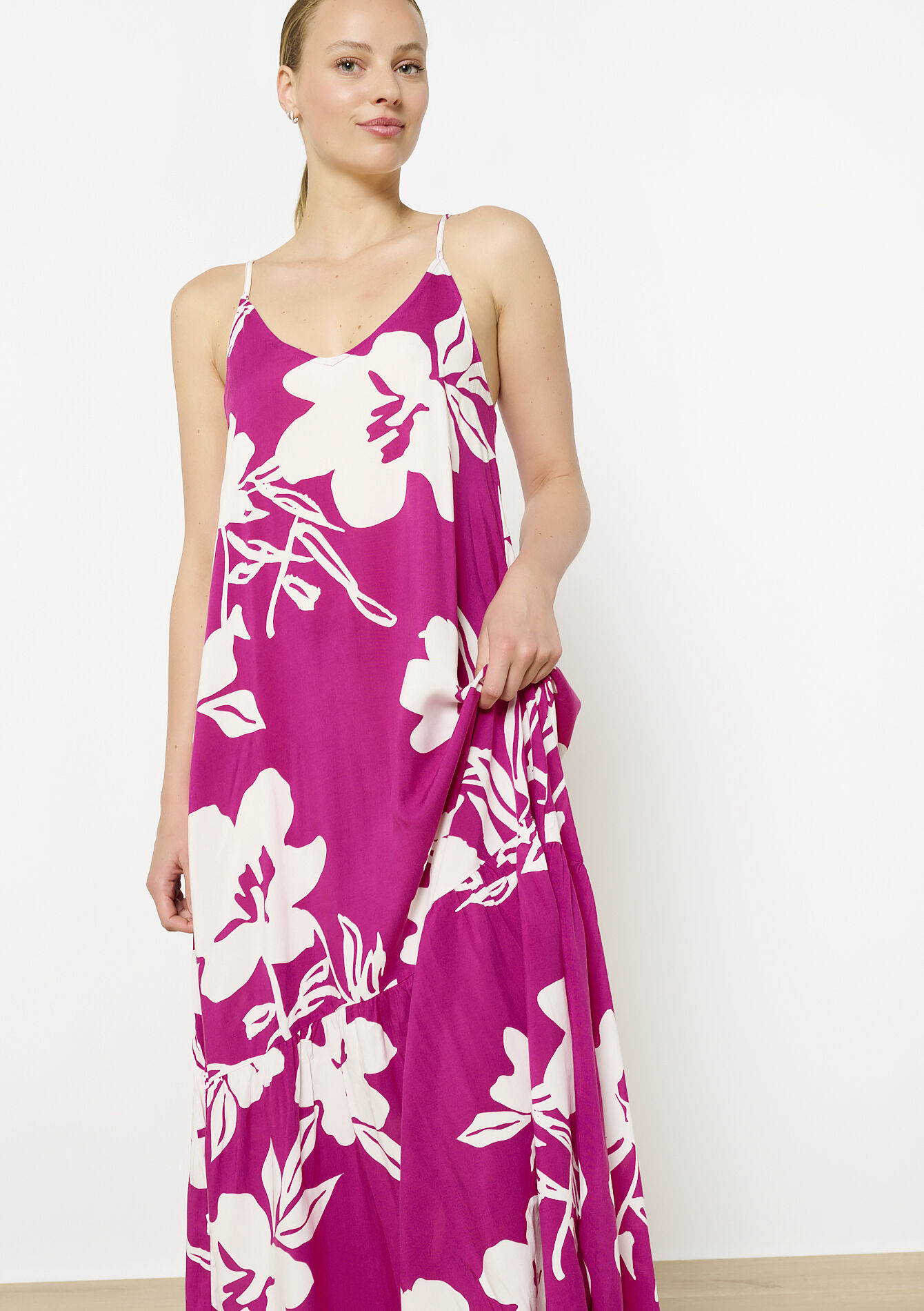 Lange jurk met spaghettibandjes, Lange jurk met spaghettibandjes - VIOLINE - 08103890_2576