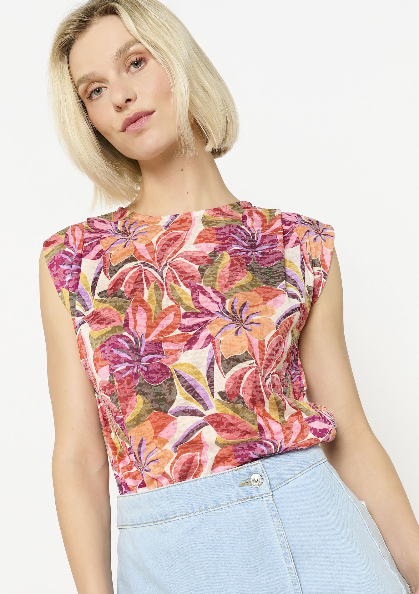 Mouwloze t-shirt met print, Mouwloze t-shirt met print - VIOLINE - 02301819_2576