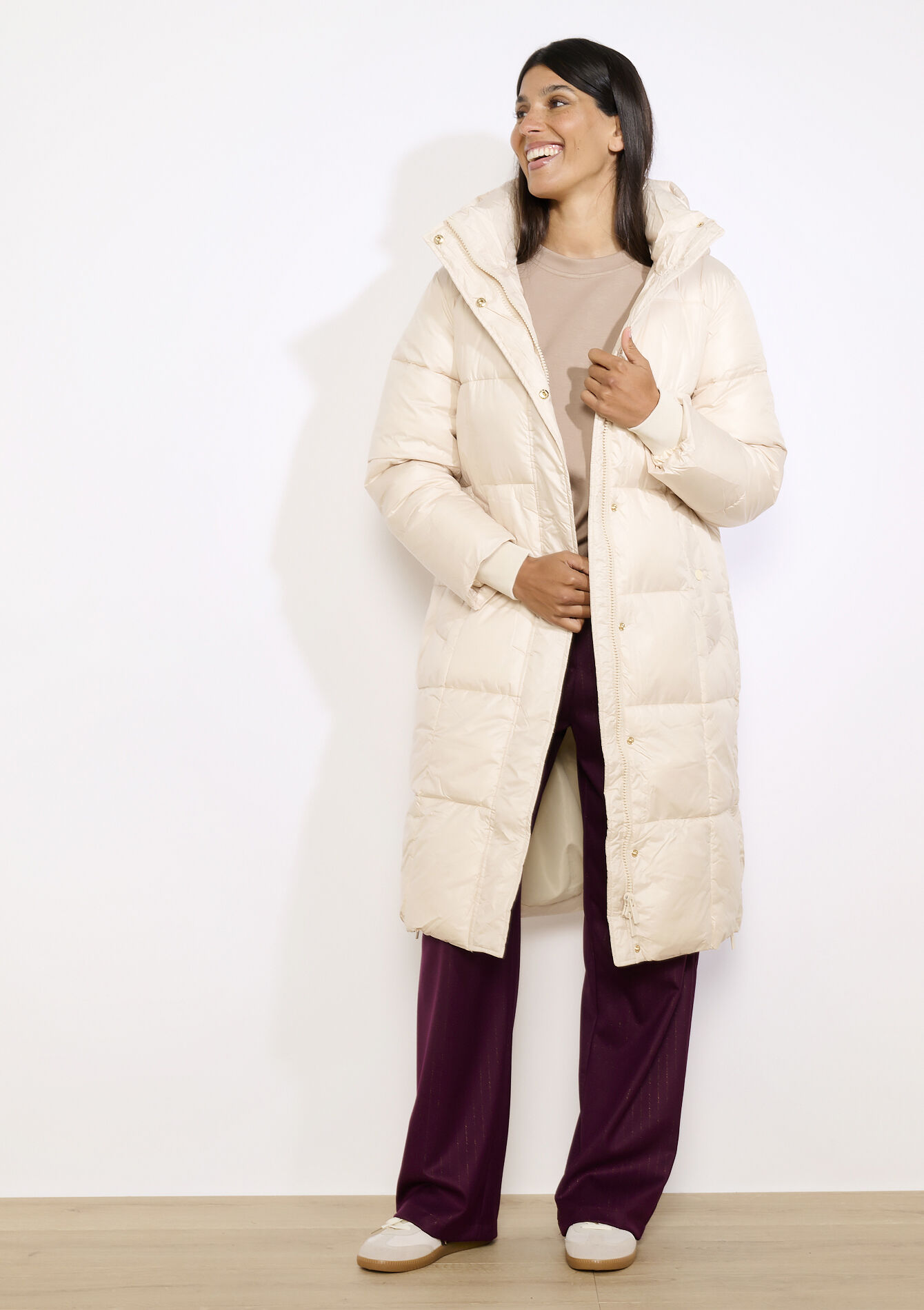 Lange gewatteerde jas, Lange gewatteerde jas - VANILLA WHITE - 23000775_1013