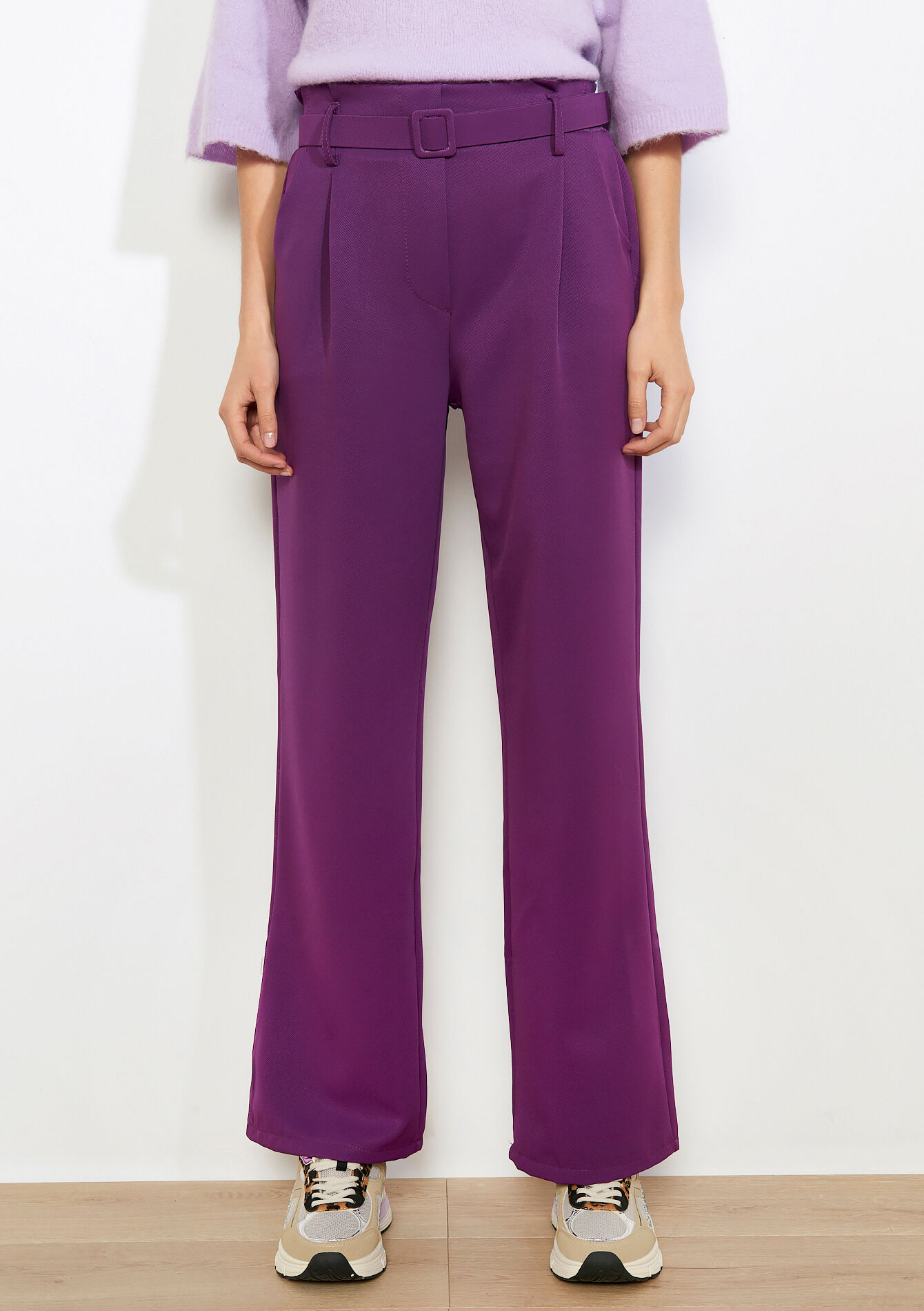 Taillebroek met ceintuur - PURPLE - 06601110_5902