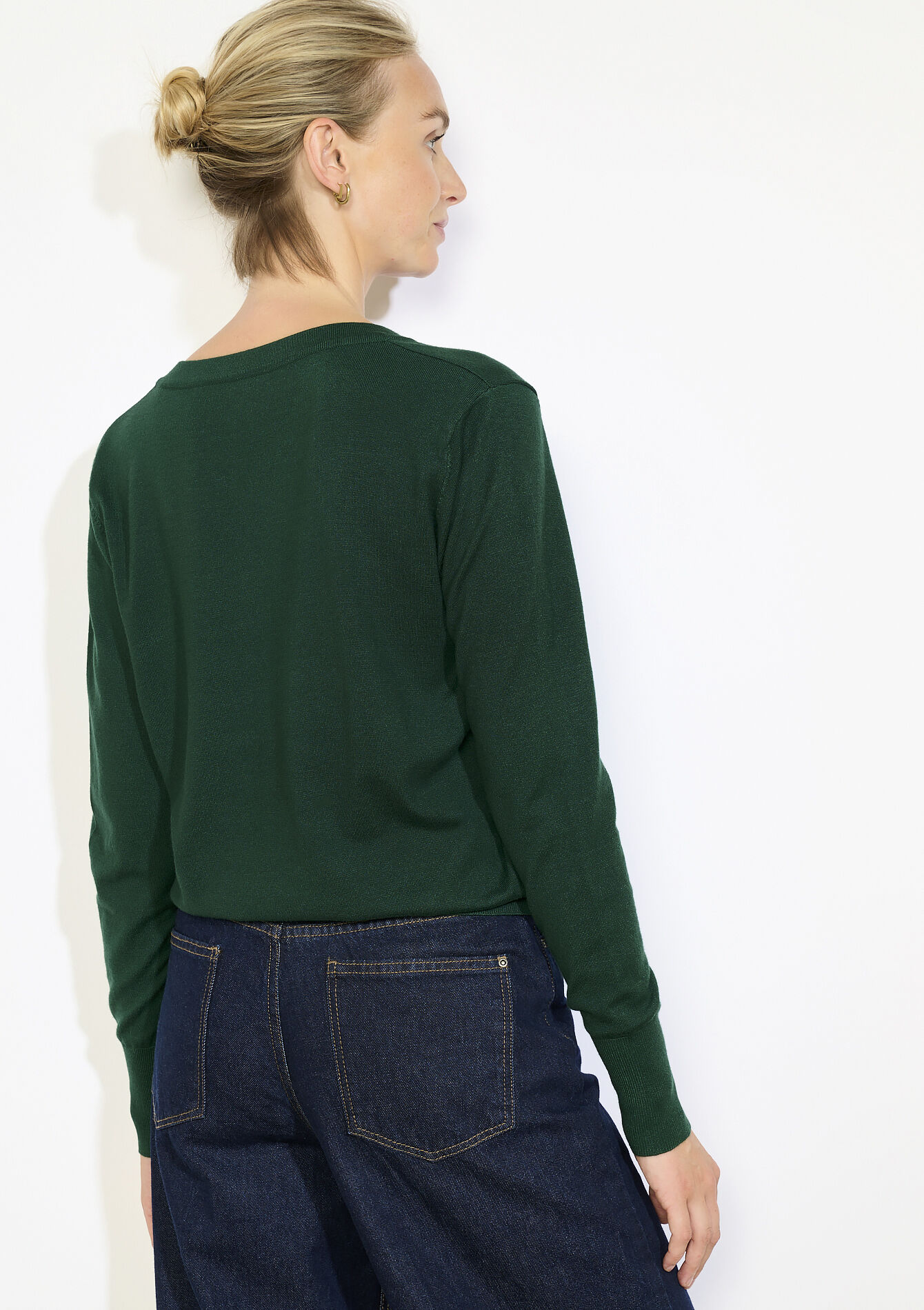 V-hals trui met knoopjes, V-hals trui met knoopjes - BOTTLE GREEN - 04006975_1778