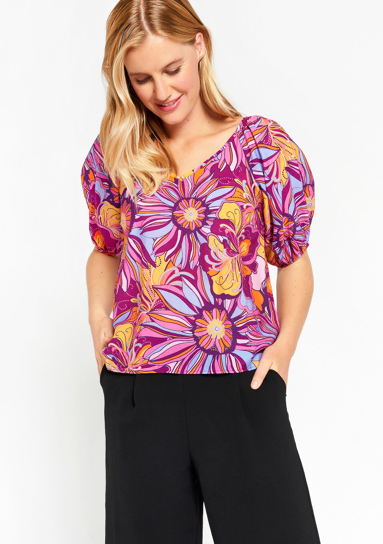 Blouse met bloemenprint - VIOLINE - 05702262_2576