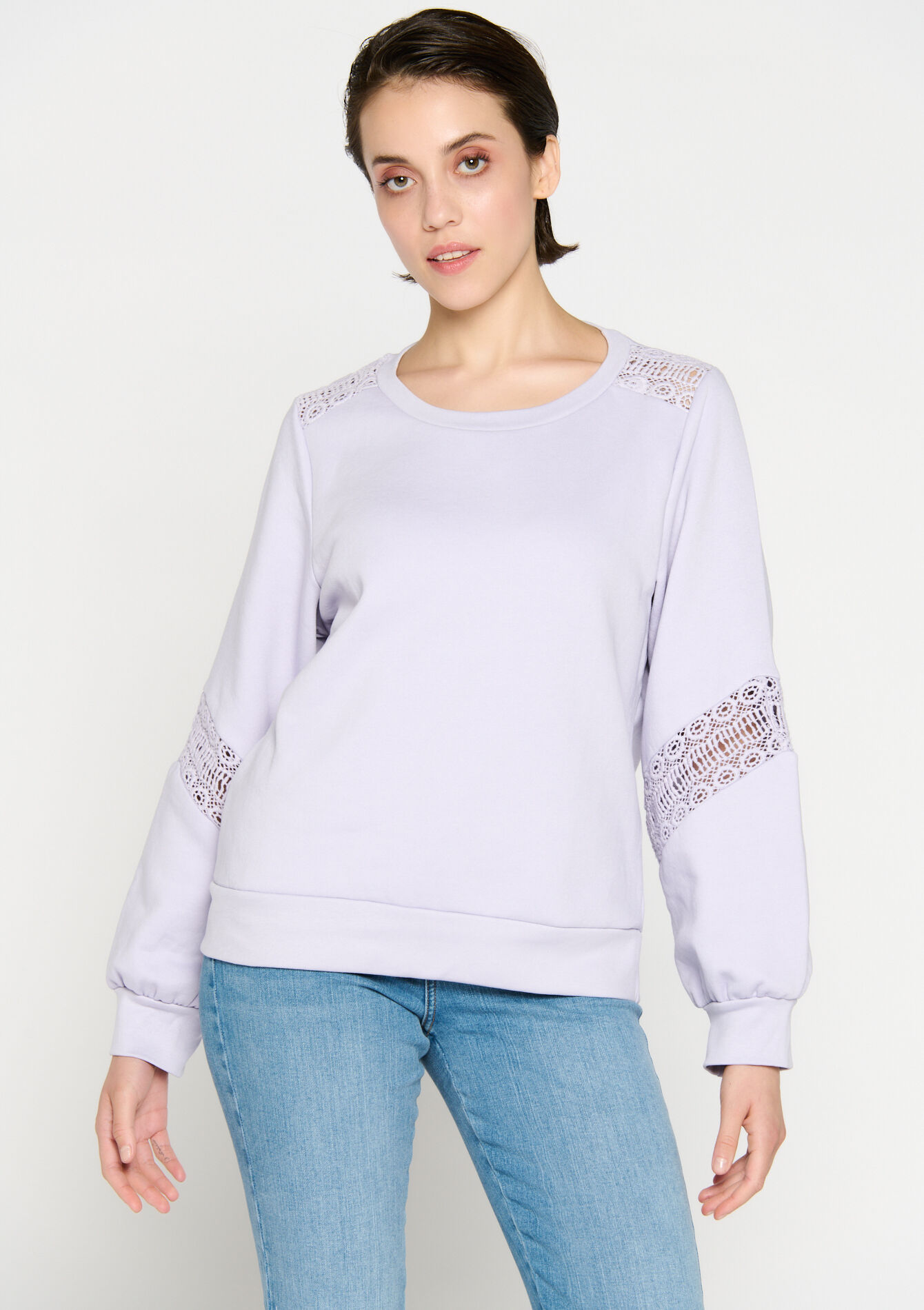 Pullover with crochet details, Pullover with crochet details - LILAC BRIGHT - 03001691_2578