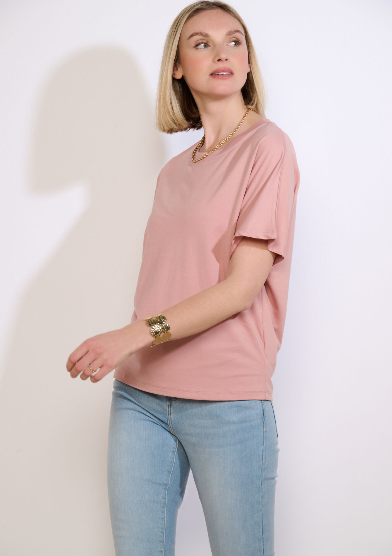 Losvallend T-shirt met korte mouw - NUDE LOTUS - 02301935_4118