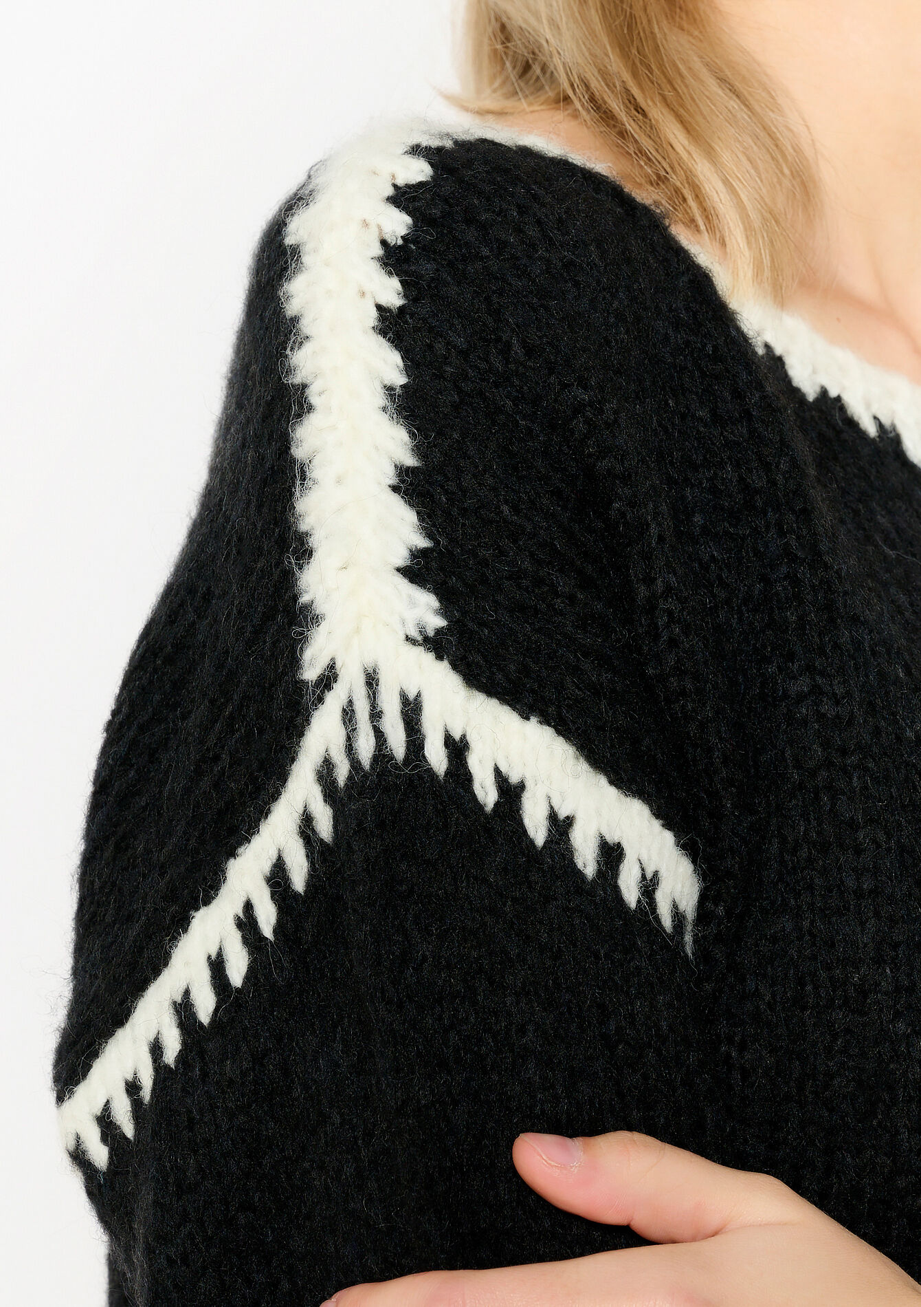 Trui met contrasterende naden, Trui met contrasterende naden - BLACK - 04006755_1119