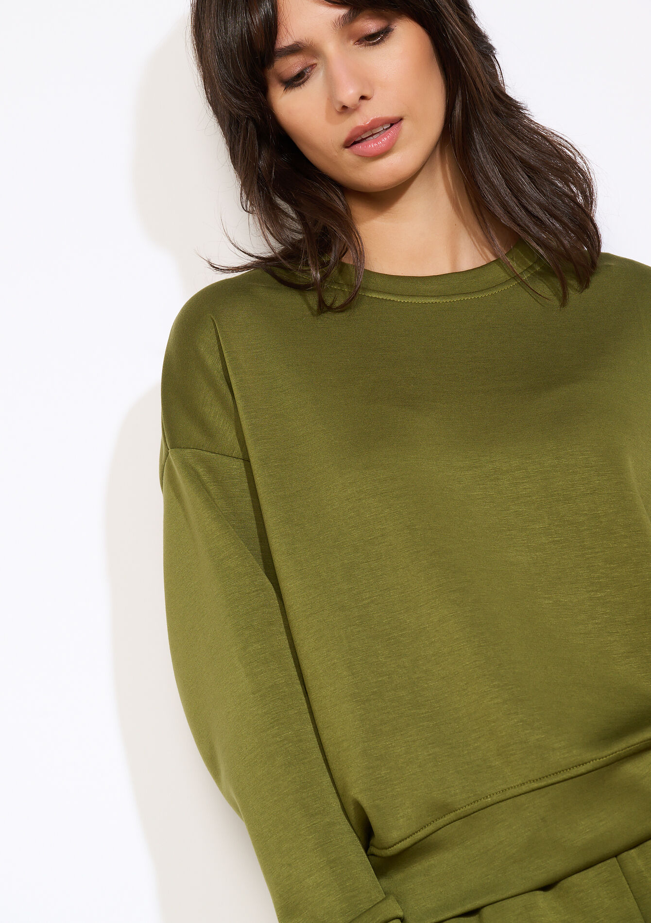 Zachte trui met lange mouwen, Zachte trui met lange mouwen - GREEN MOSS - 15100403_4504