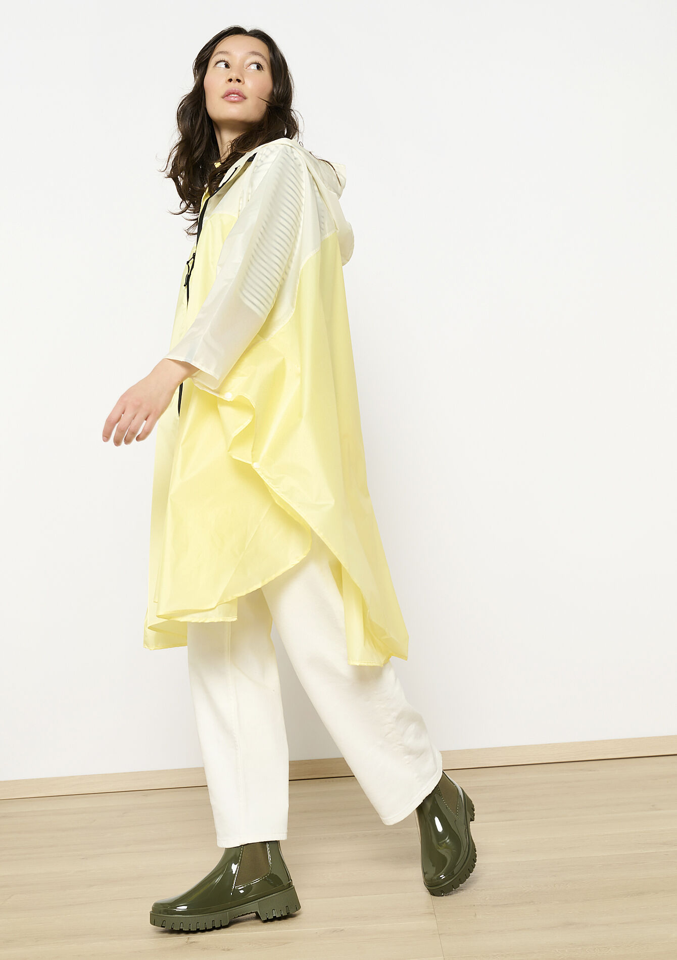 Regenponcho met capuchon en rits, Regenponcho met capuchon en rits - YELLOW PASTEL - 17101295_5004