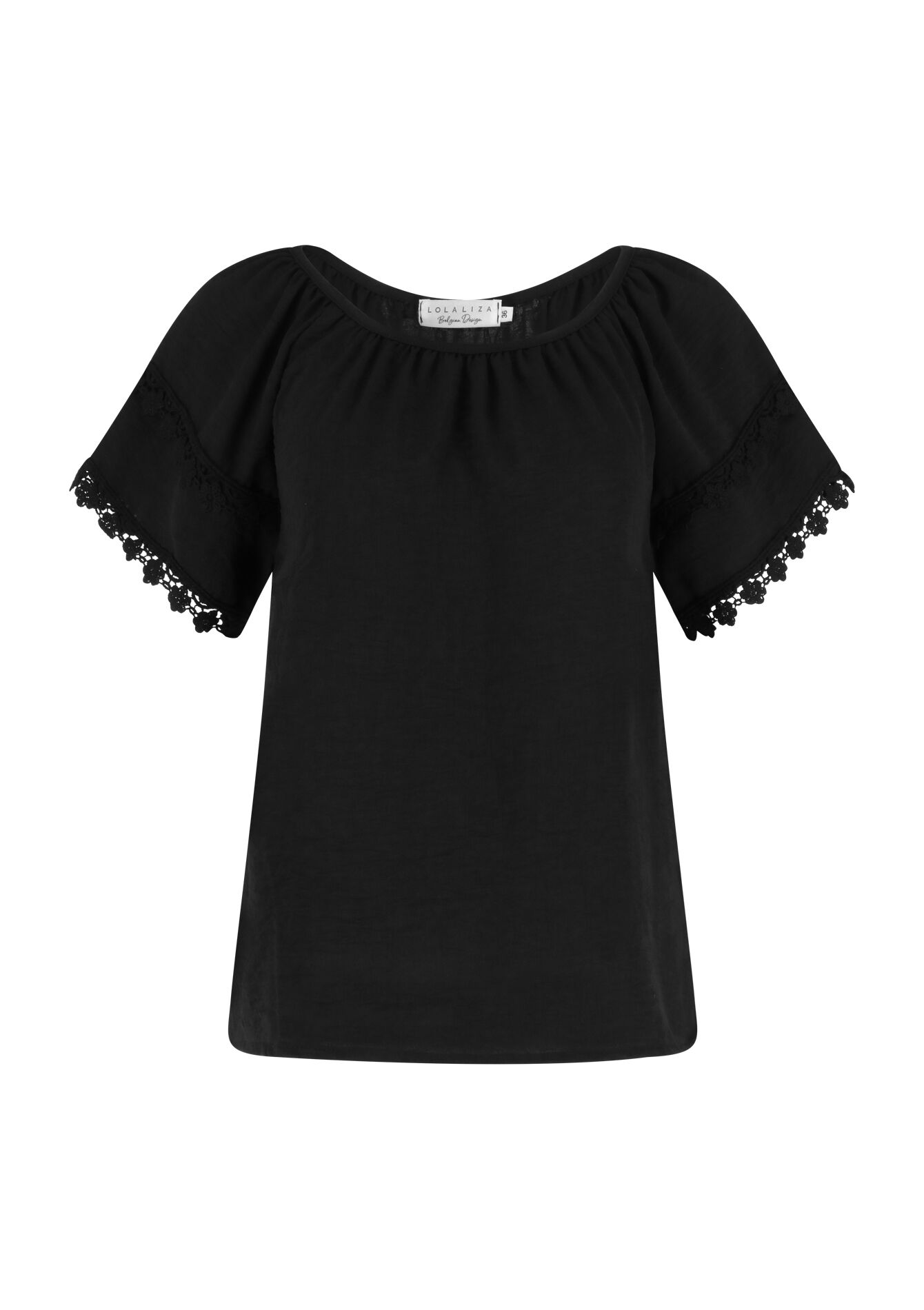 Blouse aux détails en crochet - BLACK - 05702198_1119
