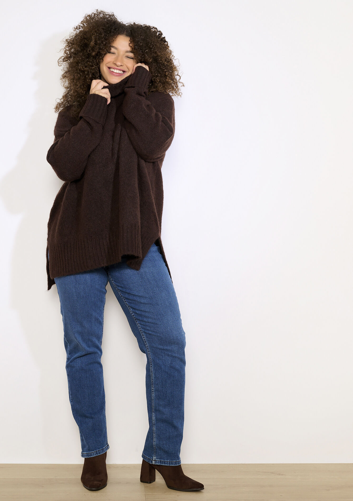 Oversized turtleneck knit, Oversized turtleneck knit - BROWN DARK CHOCOLATE - 04101309_3720