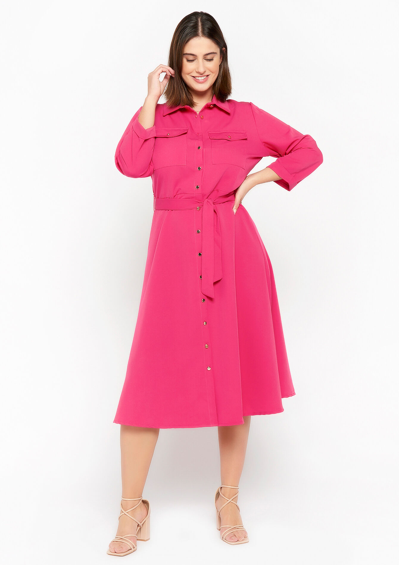 Maxi hemdjurk, Maxi hemdjurk - FUCHSIA - 08601891_5626