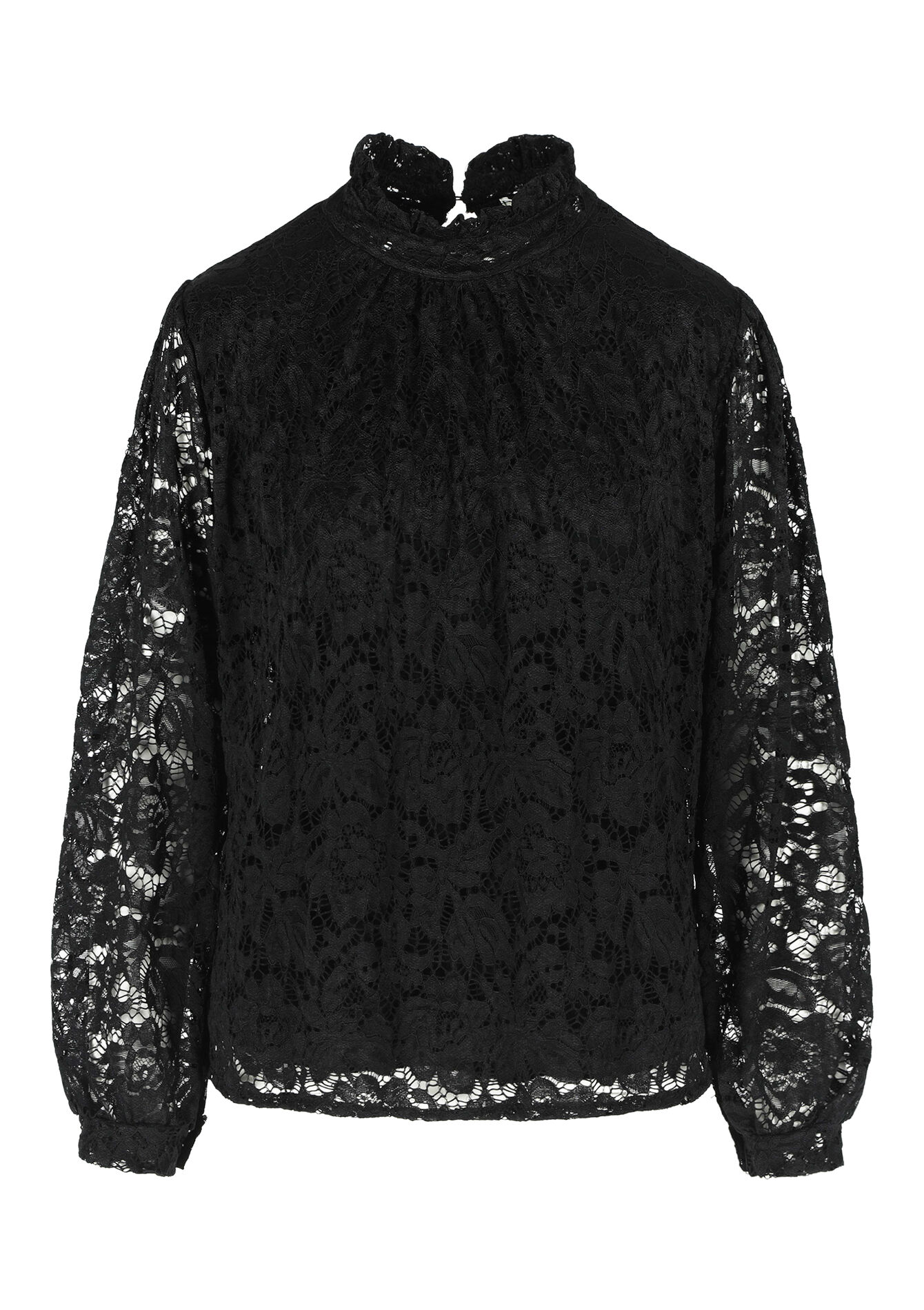 Blouse with lace, Blouse with lace - BLACK - 05702699_1119