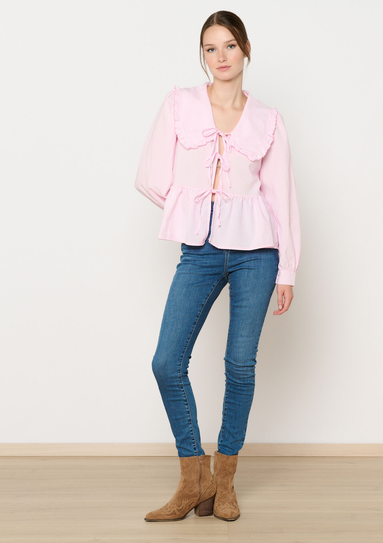 Chemise avec noeuds à nouer - LIGHT PINK - 05702636_1303