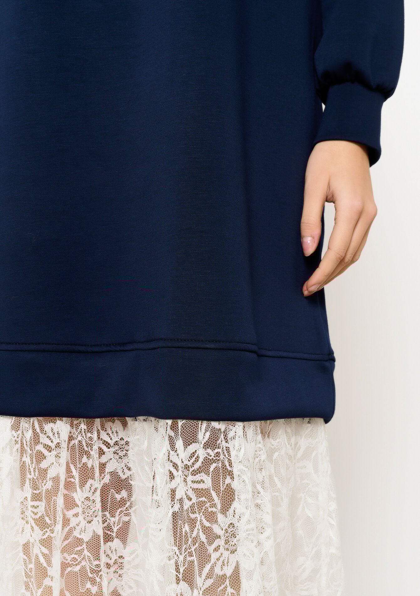 Sweaterjurk met kant, Sweaterjurk met kant - NAVY BASIC - 08103999_2723