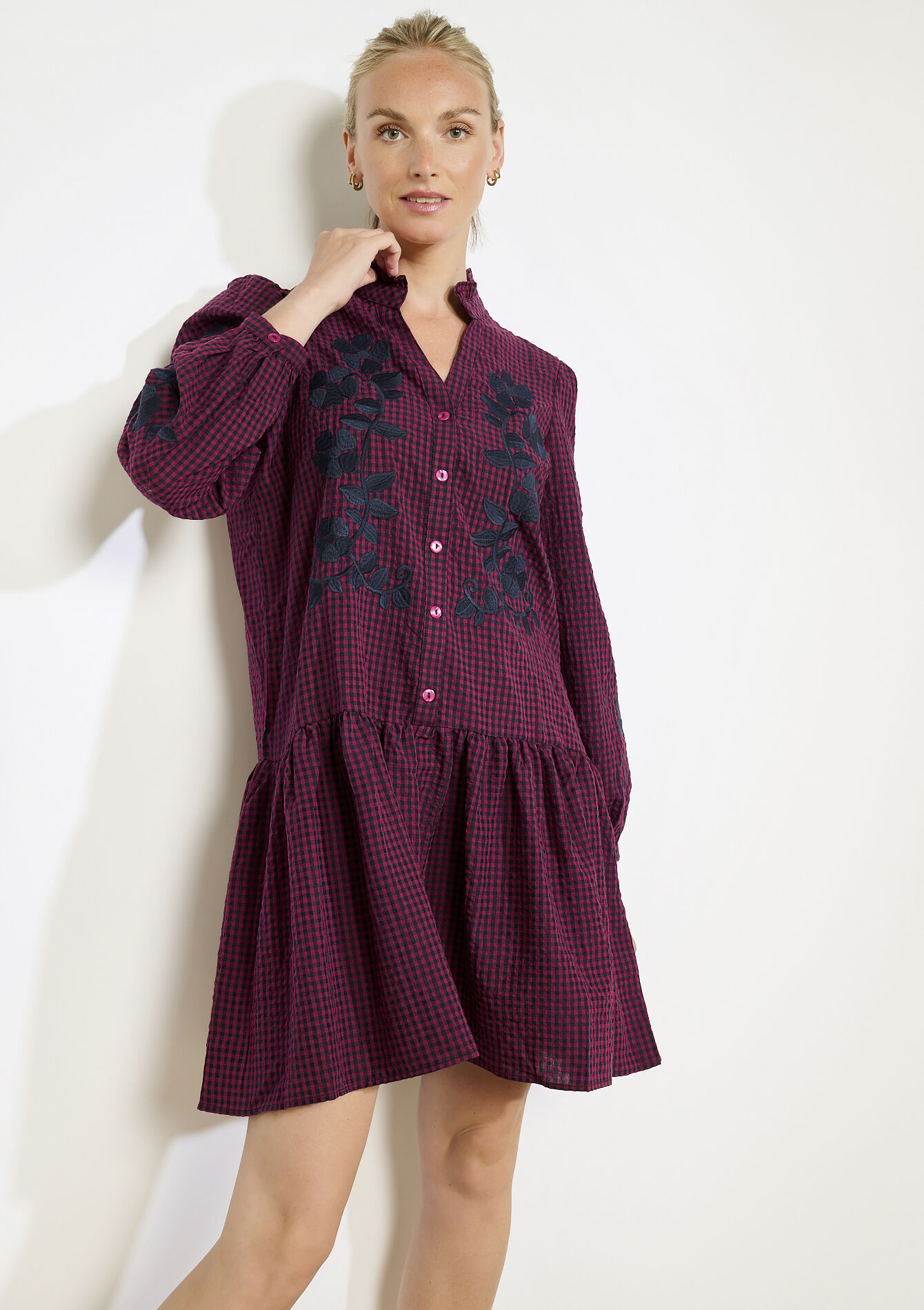 Robe courte à carreaux, Robe courte à carreaux - BORDEAUX WINE - 08104249_5514