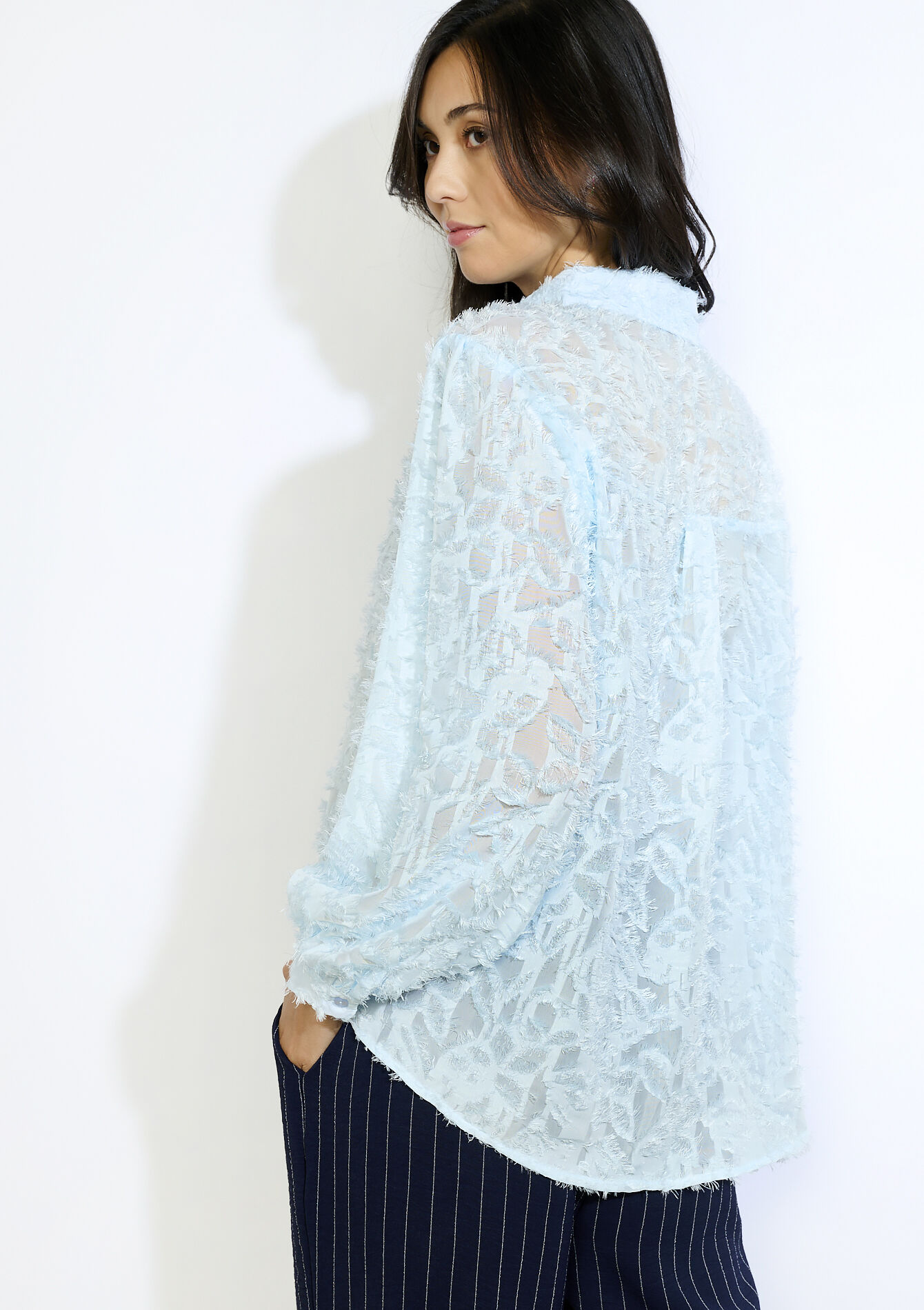 Getextuurd hemd , Getextuurd hemd - BLUE PASTEL - 05702858_3003