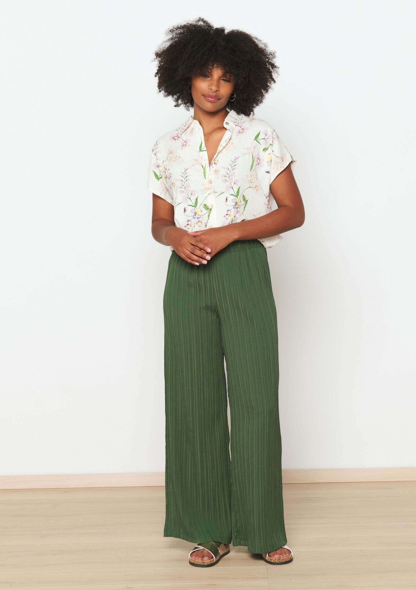 Broek met plissé, Broek met plissé - KHAKI REAL - 06600829_4301