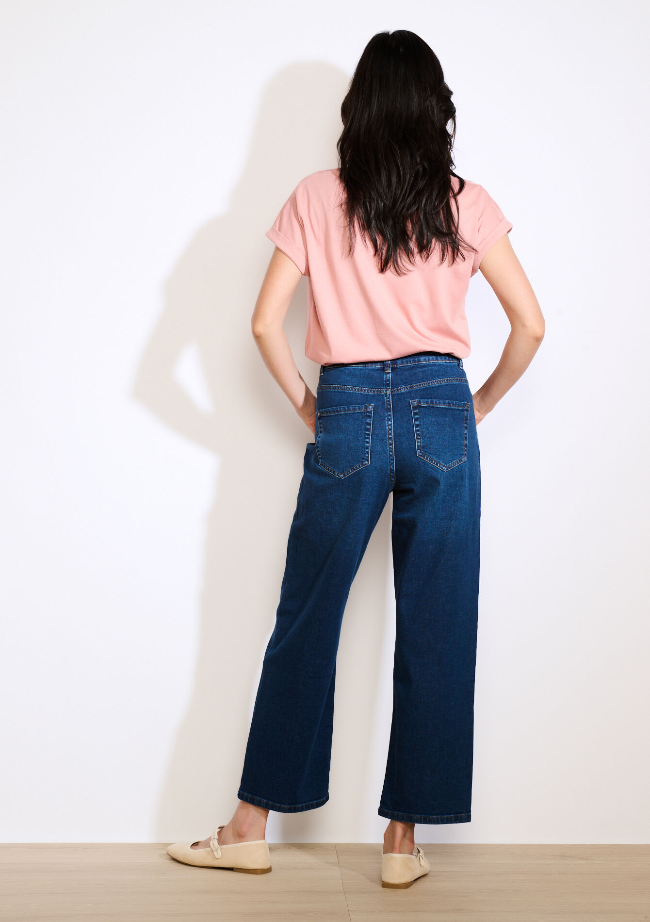 High waist wide leg jeans, High waist wide leg jeans - DARK BLUE - 22000590_0501