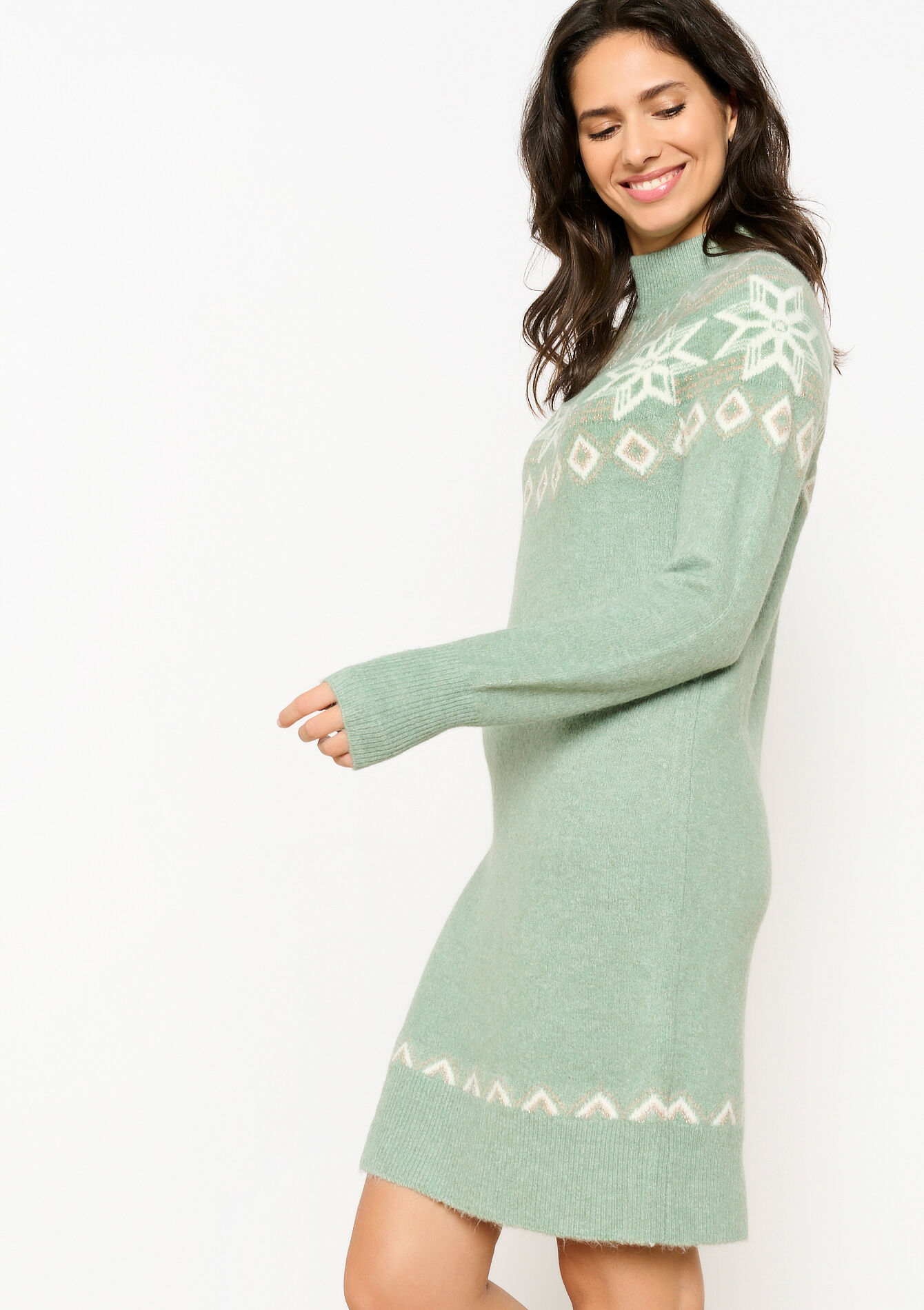 Robe en maille en jacquard, Robe en maille en jacquard - MINT GREEN - 08103615_1723