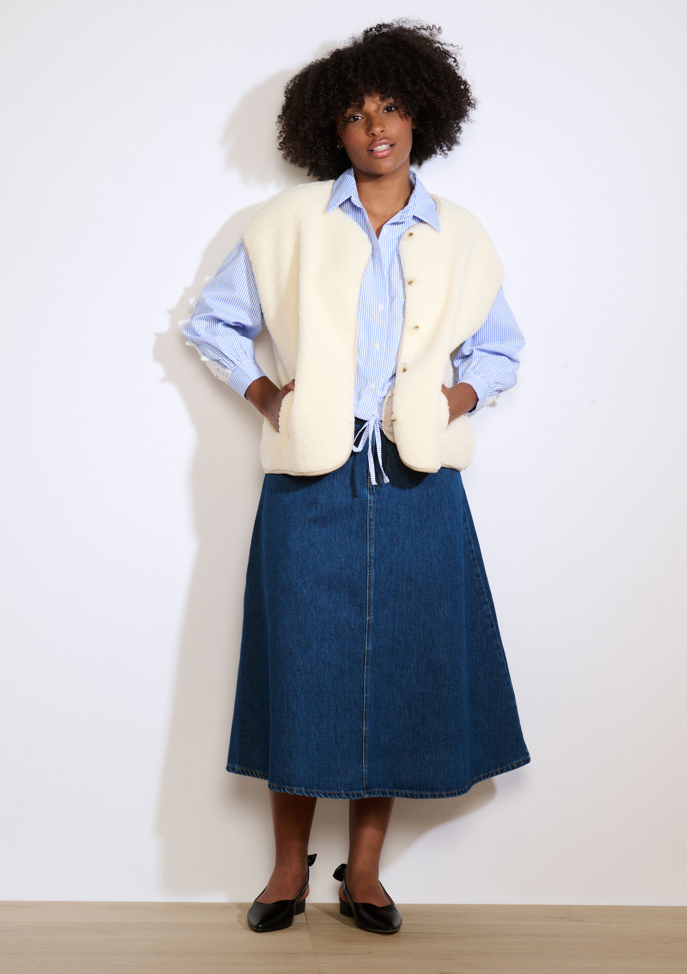 Zachte mouwloze bodywarmer, Zachte mouwloze bodywarmer - VANILLA WHITE - 09001486_1013