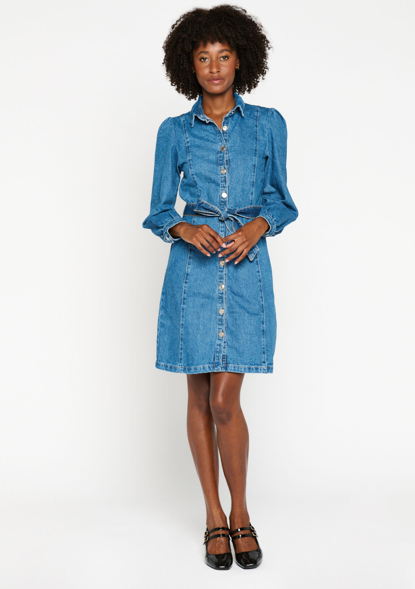 Robe en denim avec boutons - MEDIUM BLUE - 08103340_0500
