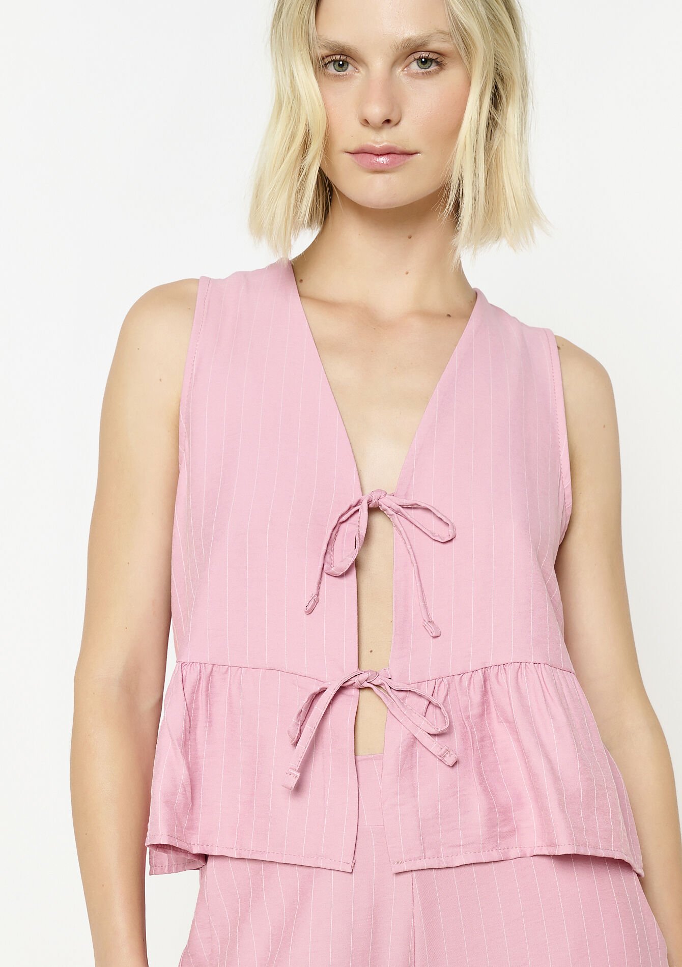 Gestreepte top met strik - PINK BUBBLEGUM - 05702826_1477