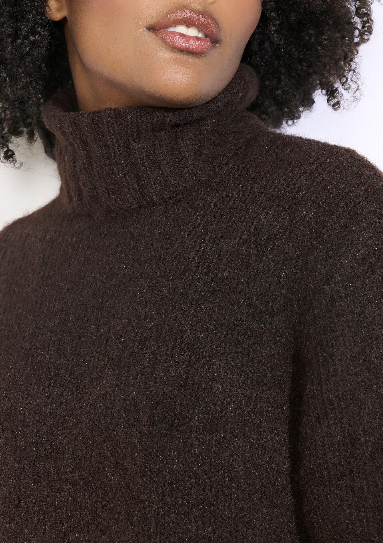 Oversized turtleneck knit, Oversized turtleneck knit - BROWN DARK CHOCOLATE - 04101309_3720