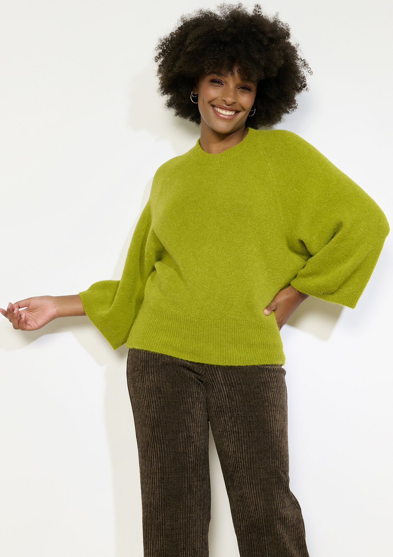 Oversized zachte trui - GREEN MOSS - 04007051_4504