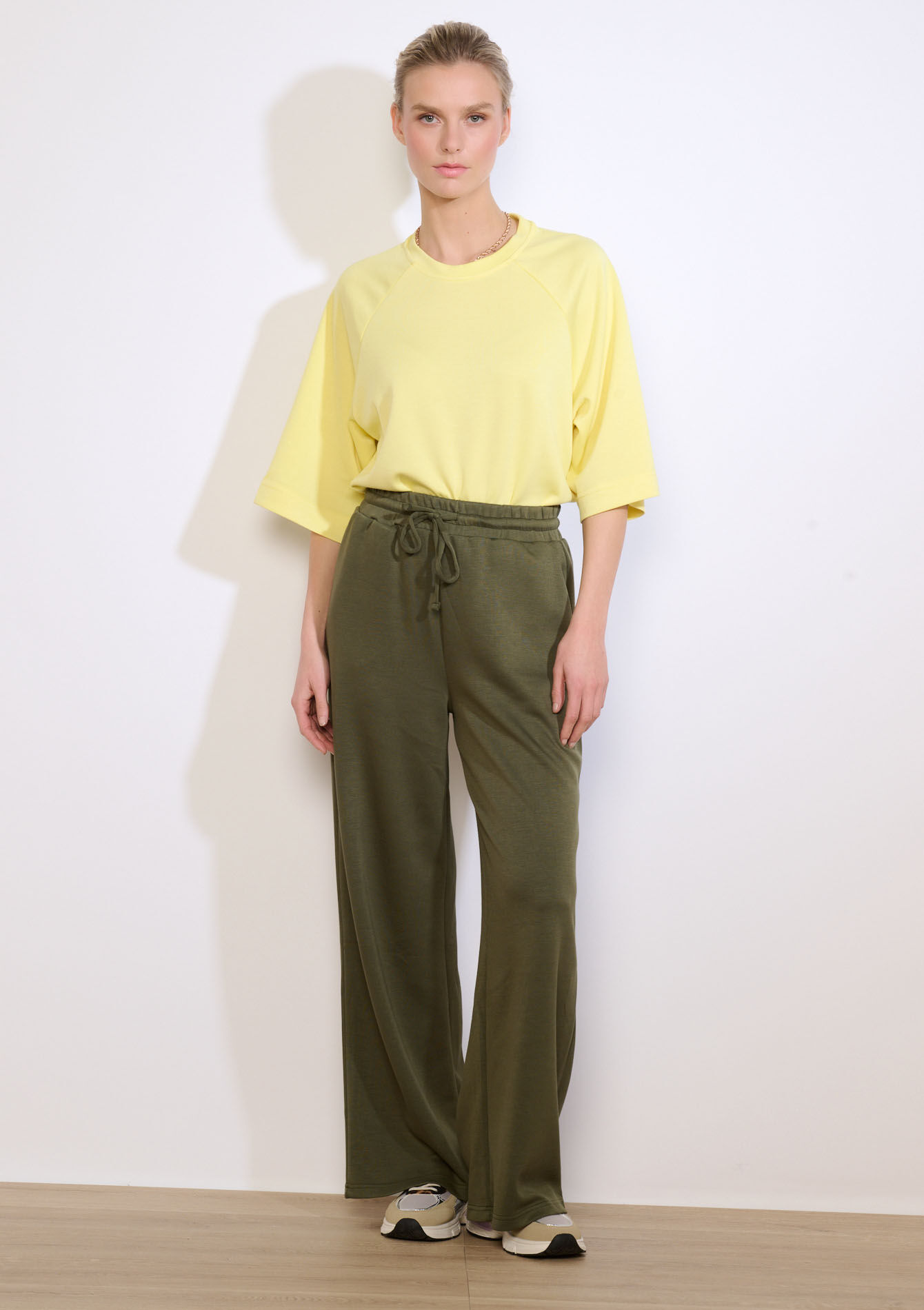 Wijde joggingbroek van modal - KHAKI MED - 15100405_4327