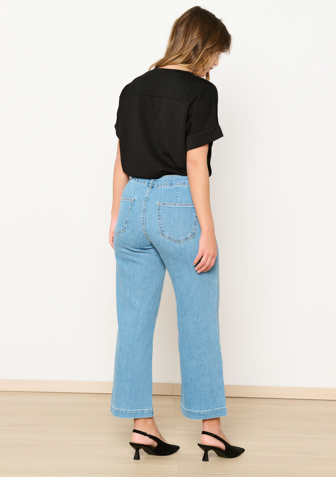 Wide leg jeans met hoge taille - BLUE BLEACHED - 22000585_0502