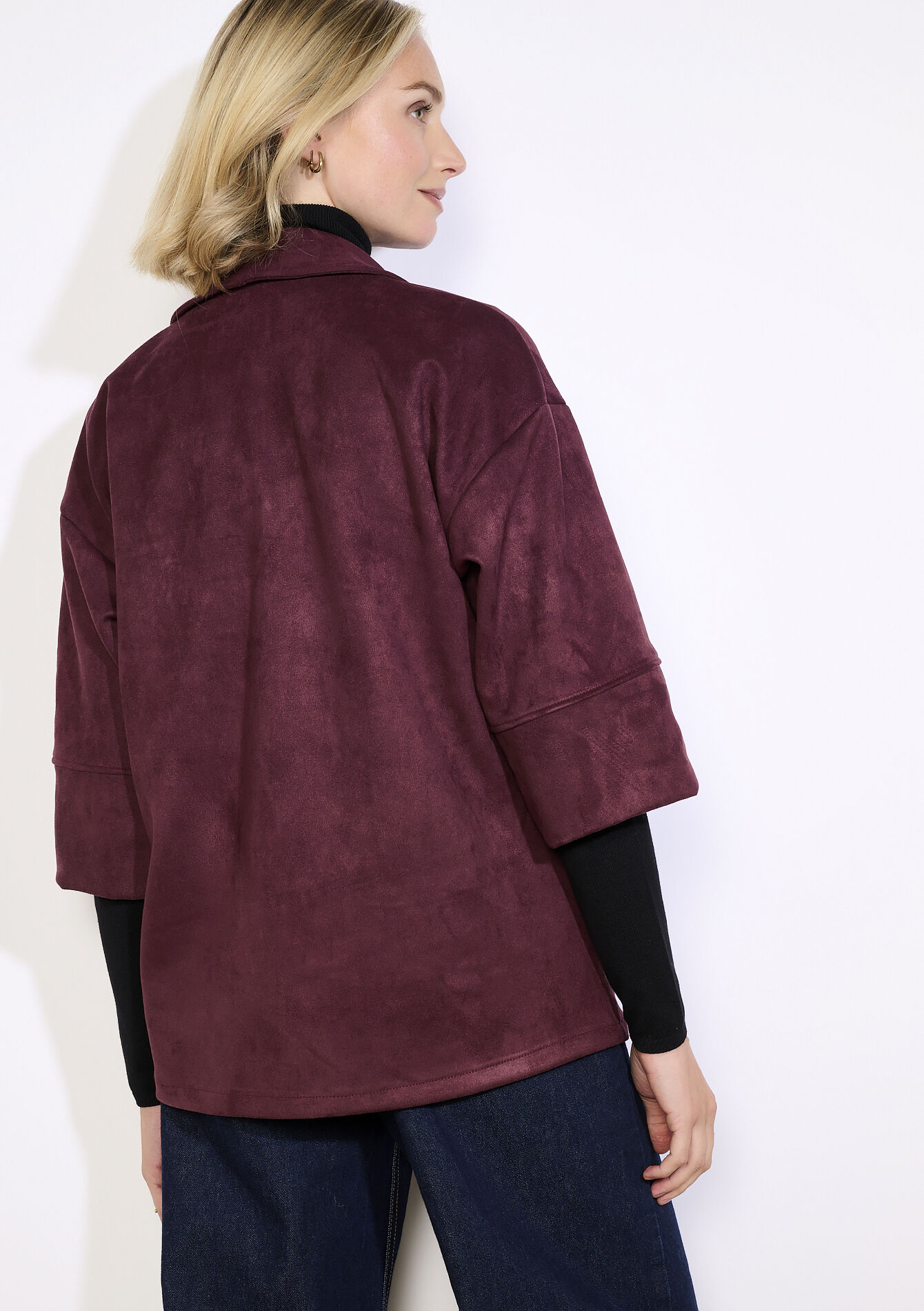 Loose suedine blazer, Loose suedine blazer - BORDEAUX WINE - 09101105_5514