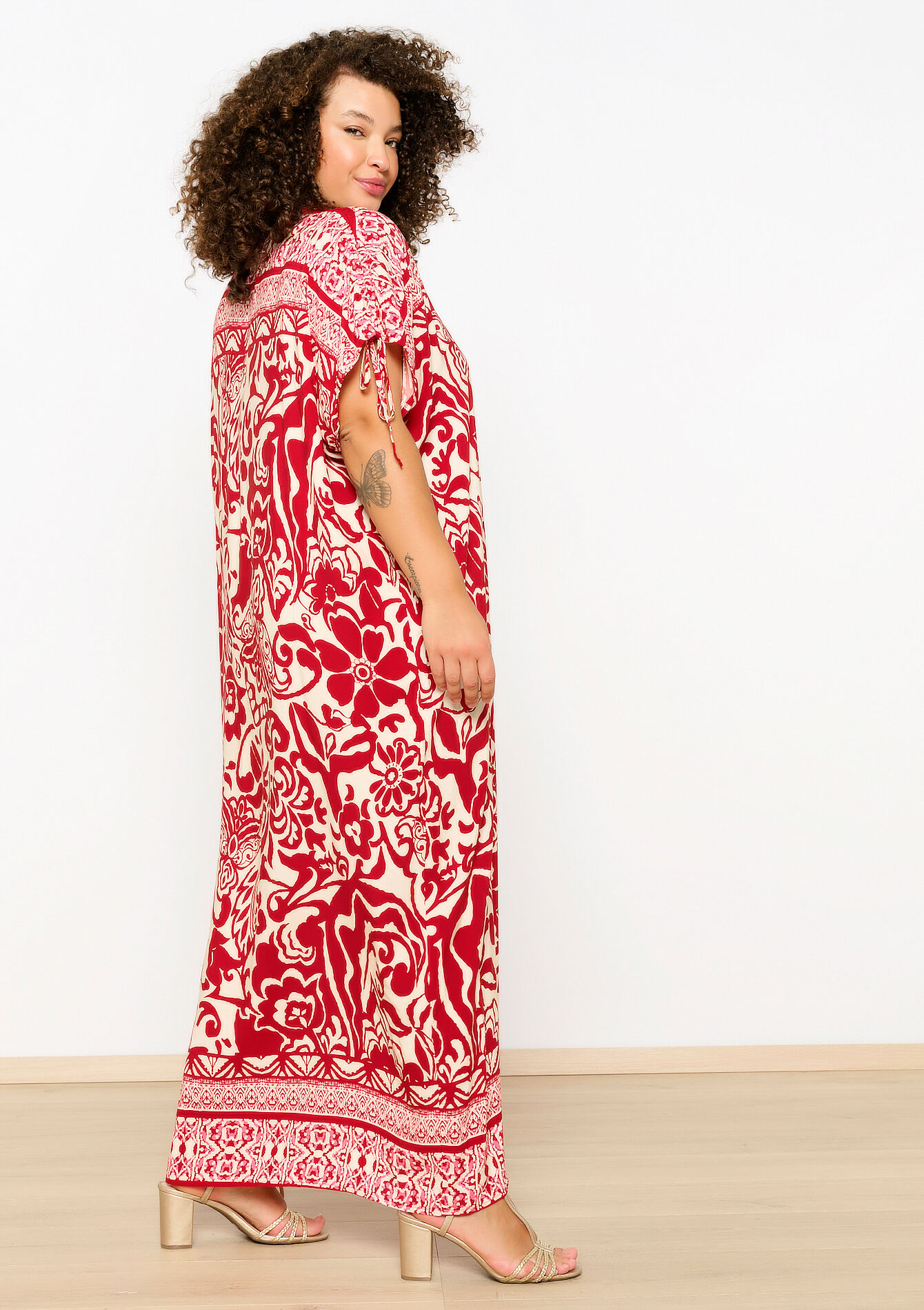 Kaftanjurk met bloemen, Kaftanjurk met bloemen - RED LIPSTICK - 08103575