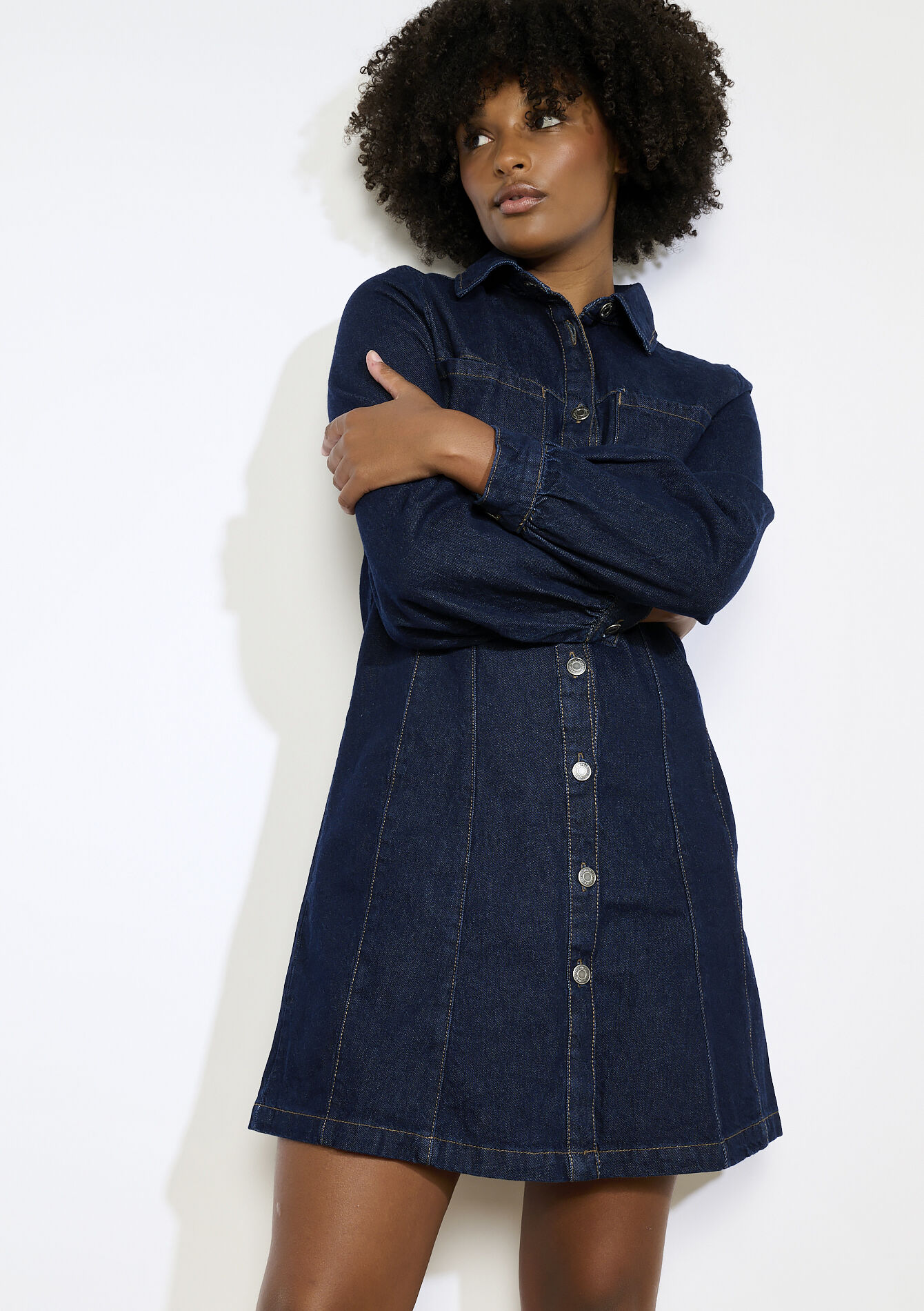 Denim overhemdjurk - DARK BLUE - 08104178_0501