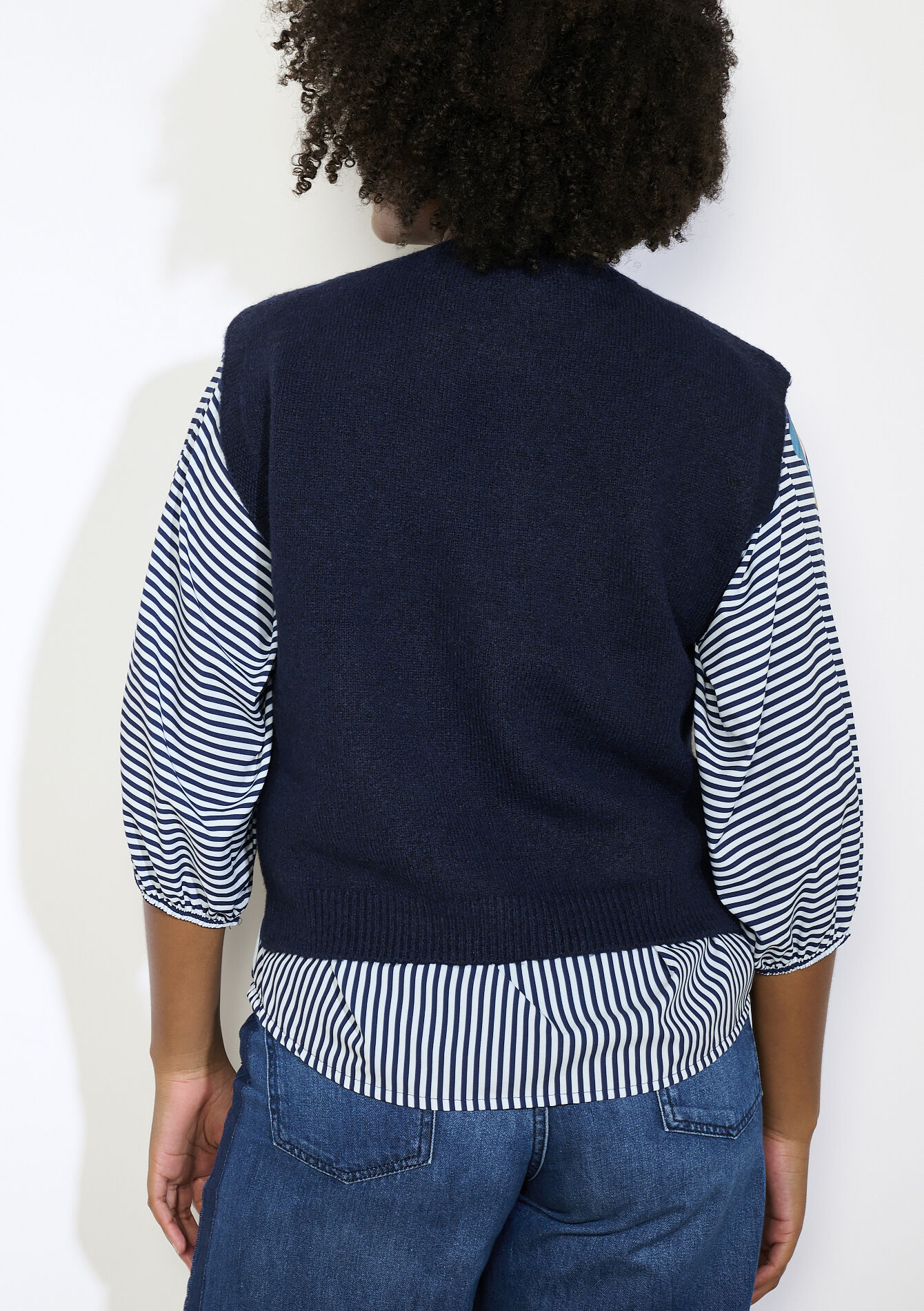 Mouwloze kabelgebreide trui, Mouwloze kabelgebreide trui - NAVY BASIC - 04006931_2723