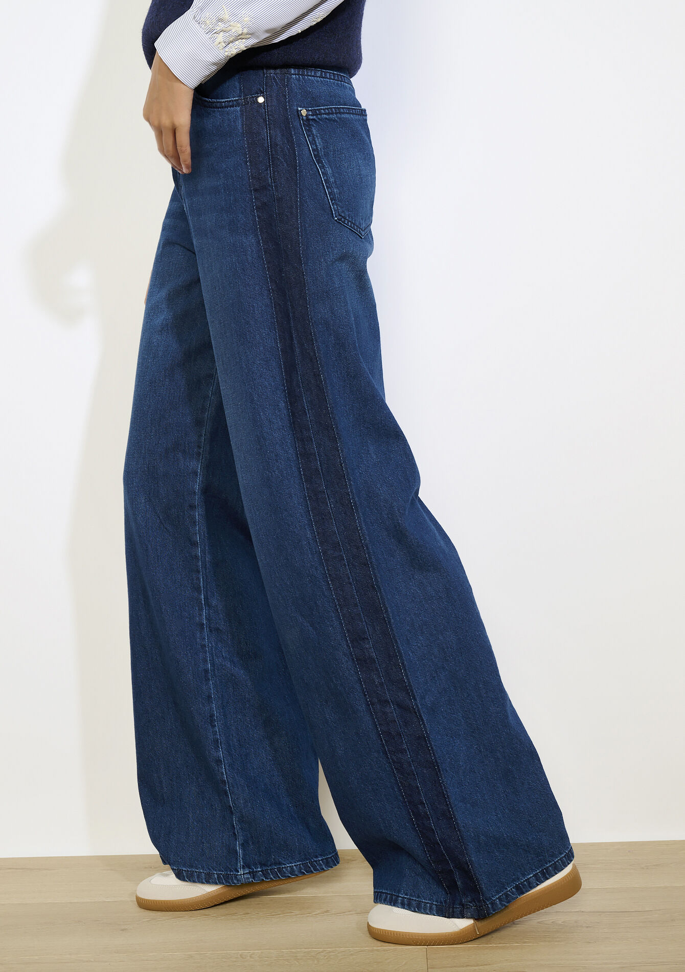 High-waist wide leg jeans, High-waist wide leg jeans - DARK BLUE - 22000625_0501